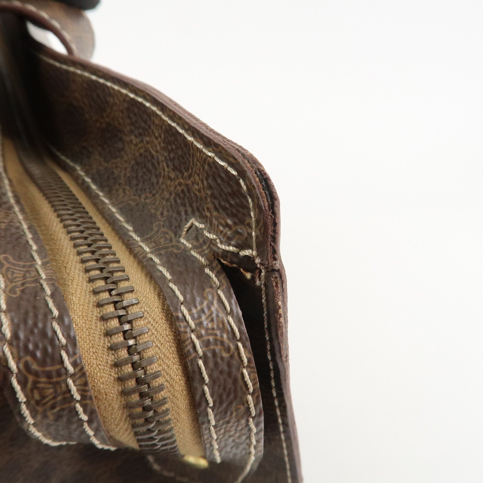 CELINE Macadam PVC Canvas Leather Tote Bag Shoulder Bag Brown