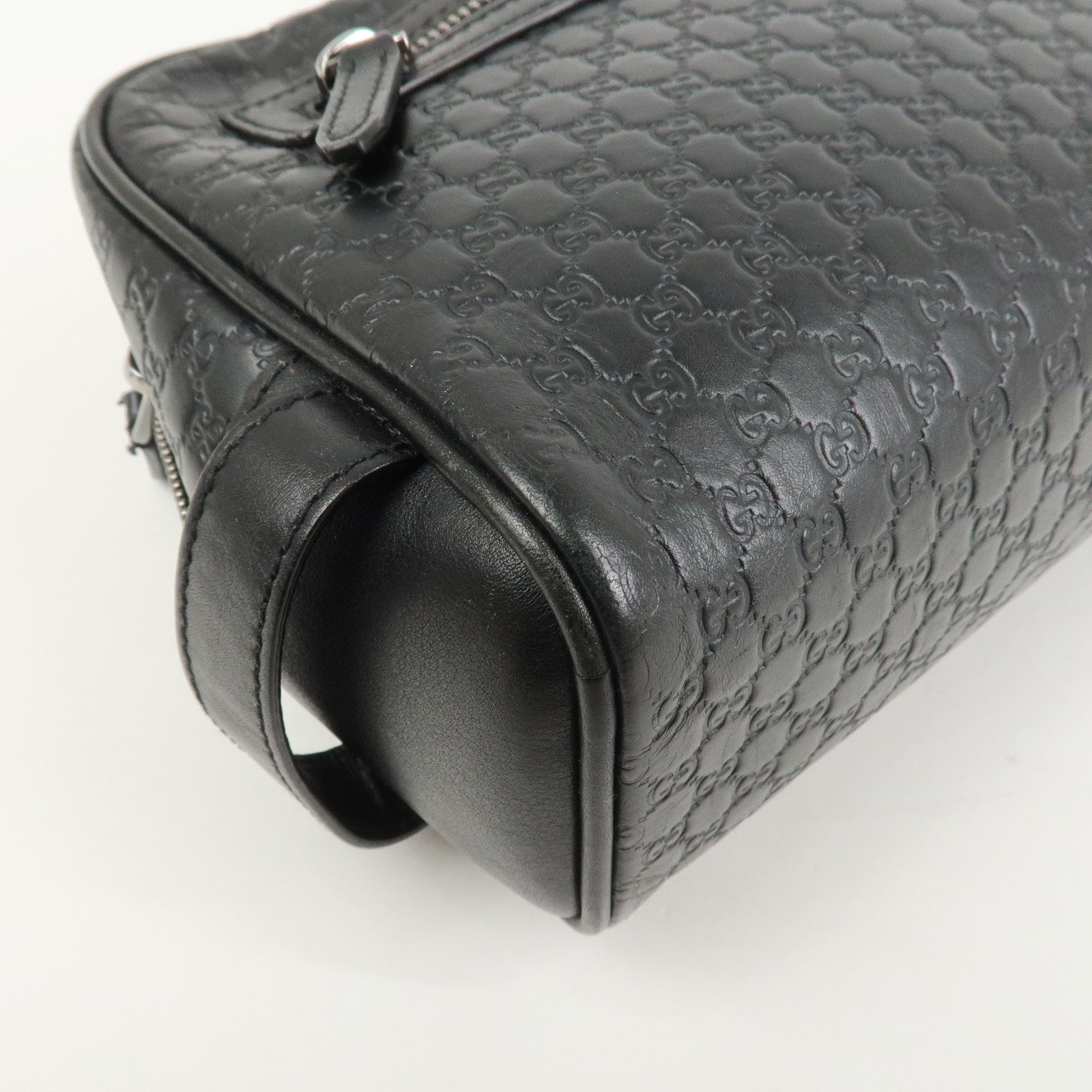 GUCCI Micro Guccissima Leather Hand Bag Clutch Bag Black 419775