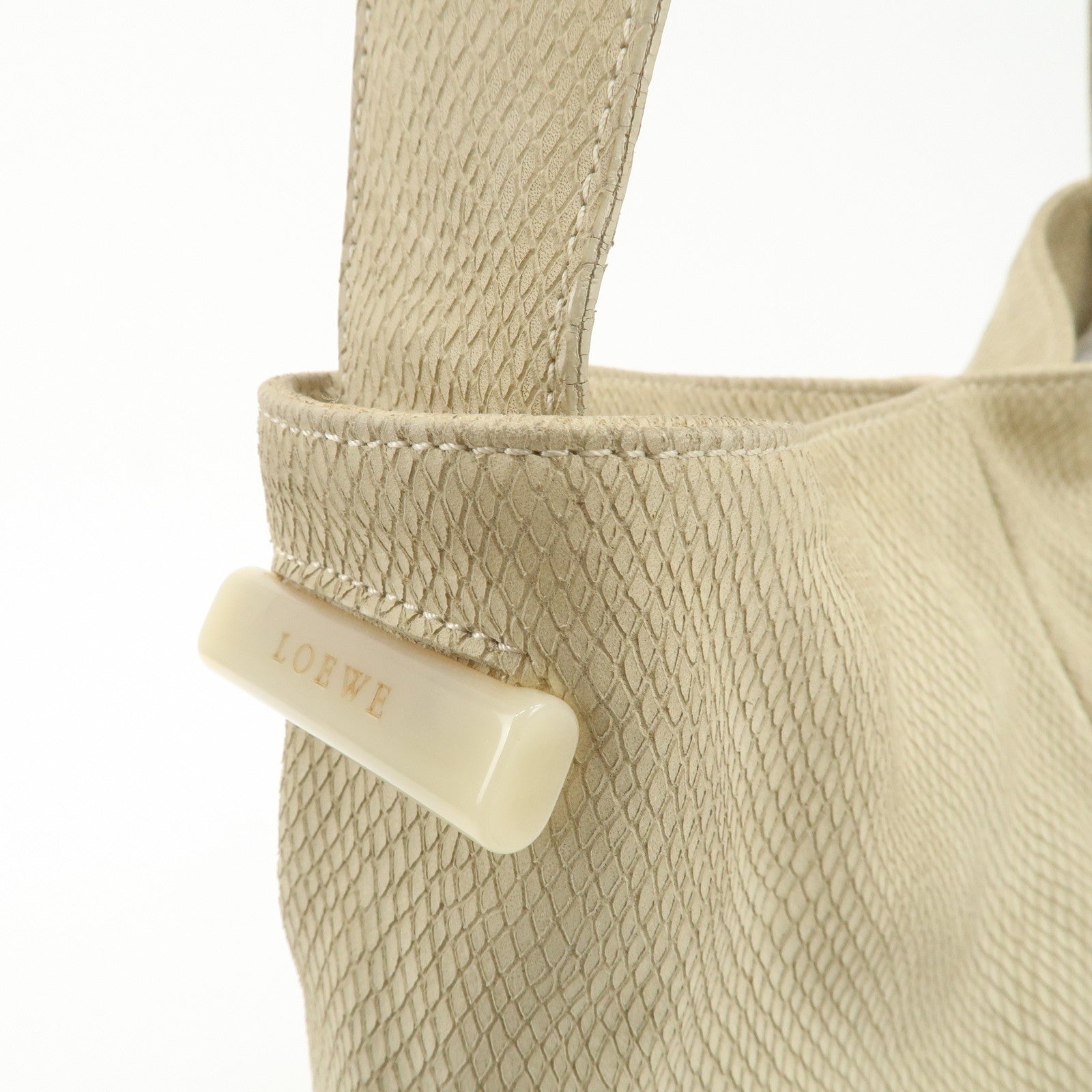 LOEWE Leather Shoulder Bag Hand Bag Ivory Gold Hardware