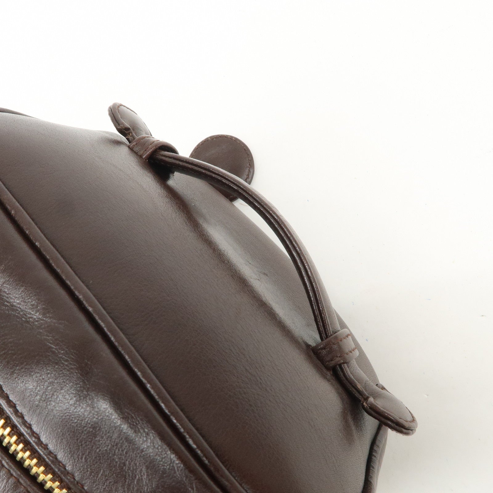 CHANEL Bicolore Lamb Skin Vanity Bag Hand Bag Brown A01619