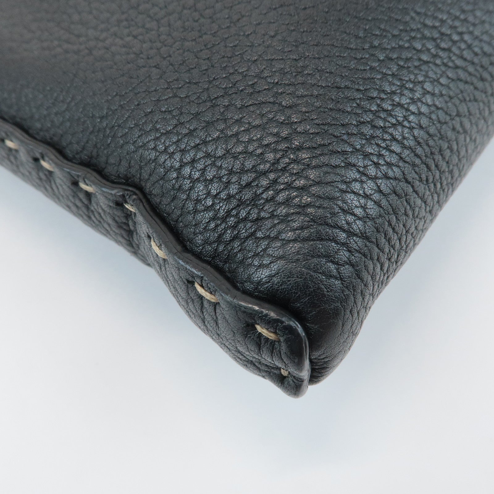 FENDI Selleria Leather Shoulder Bag Crossbody Bag Black 8BT092 Used