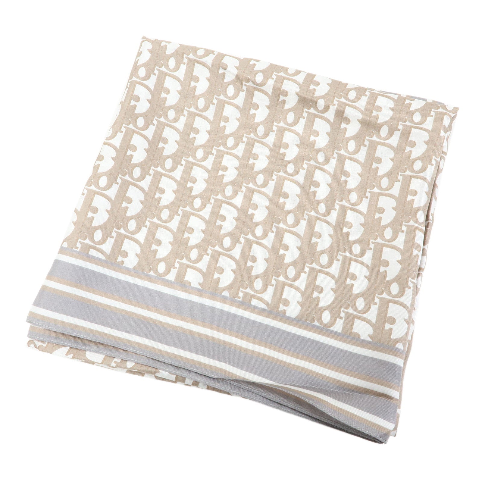 Christian Dior Trotter Silk100 % Scarf Beige Gray