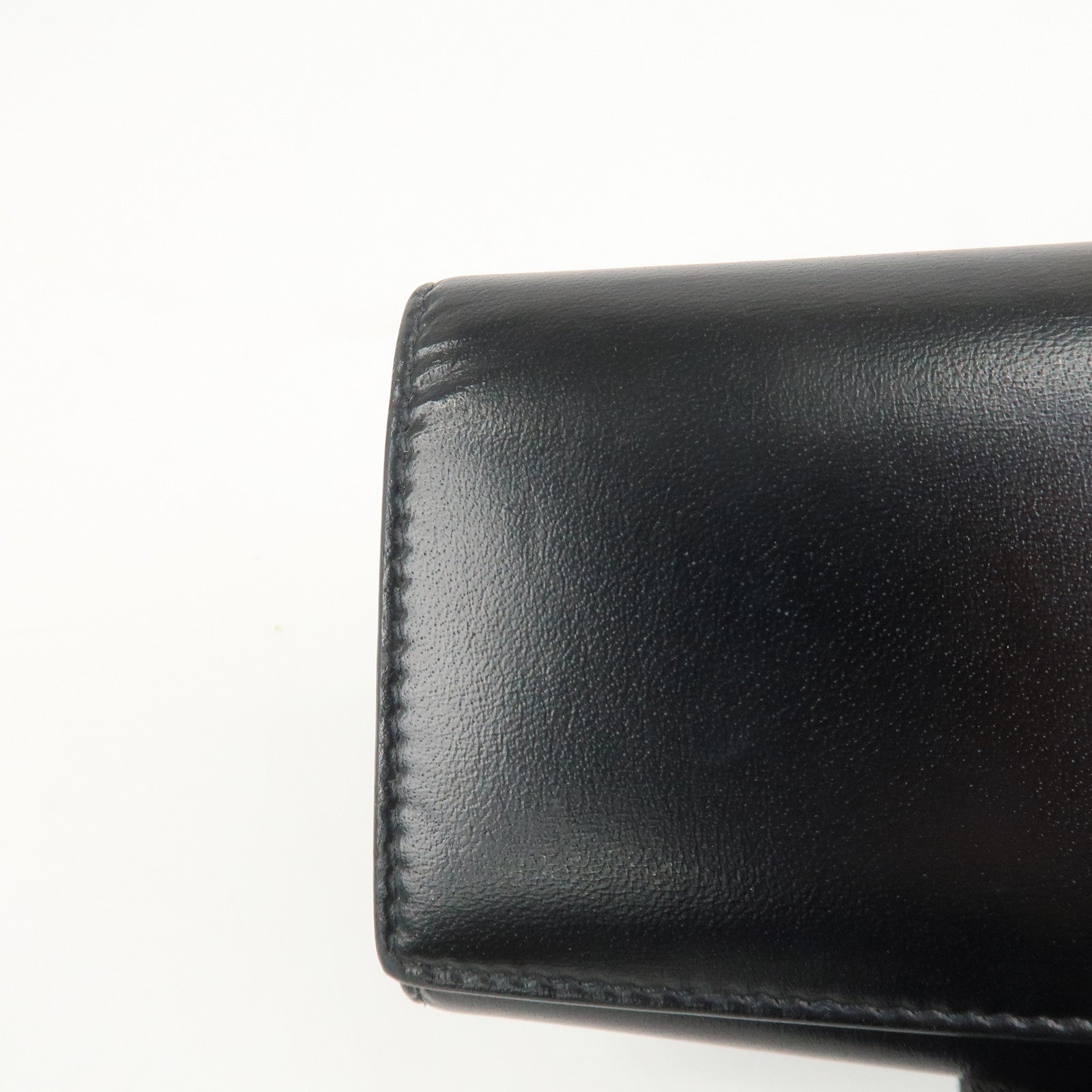 SAINT LAURENT Logo Leather 6 Hook Key Case Black Silver