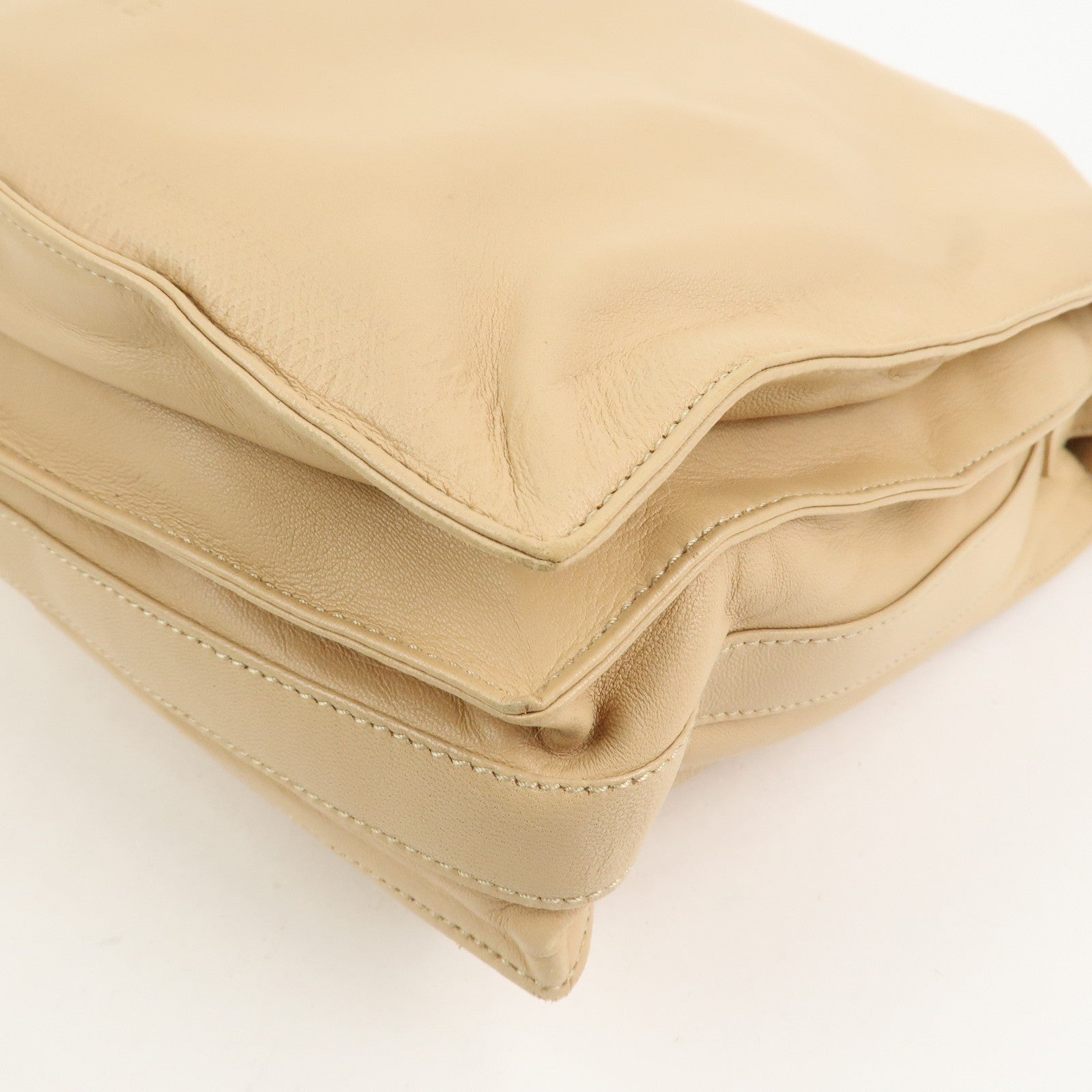 LOEWE Logo Nappa Leather Shoulder Bag Crossbody Bag Beige