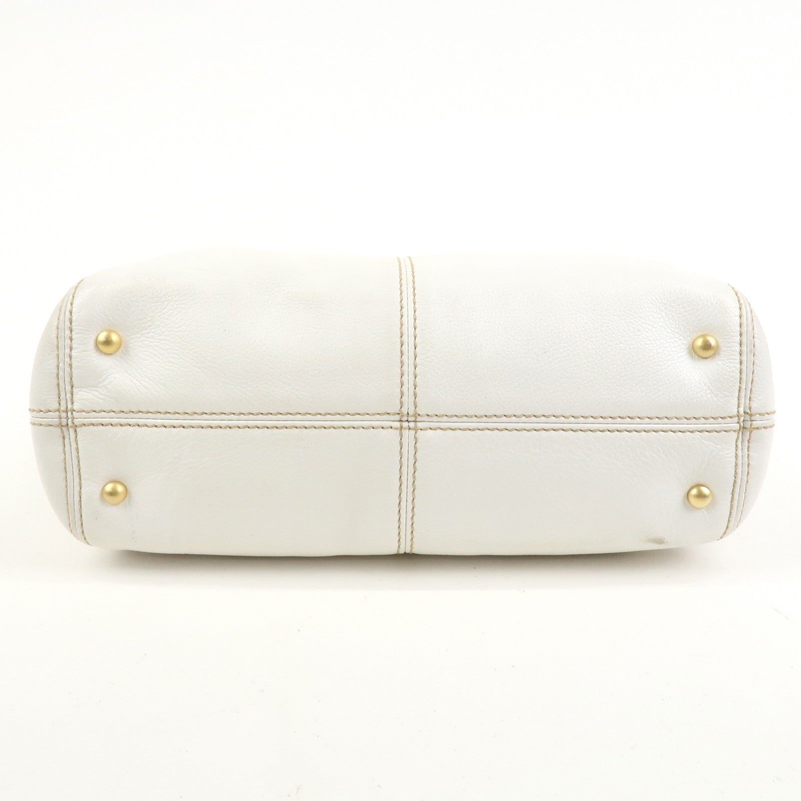 CHANEL COCO Mark Leather Wood Chain Shoulder Bag Off White 18MB096