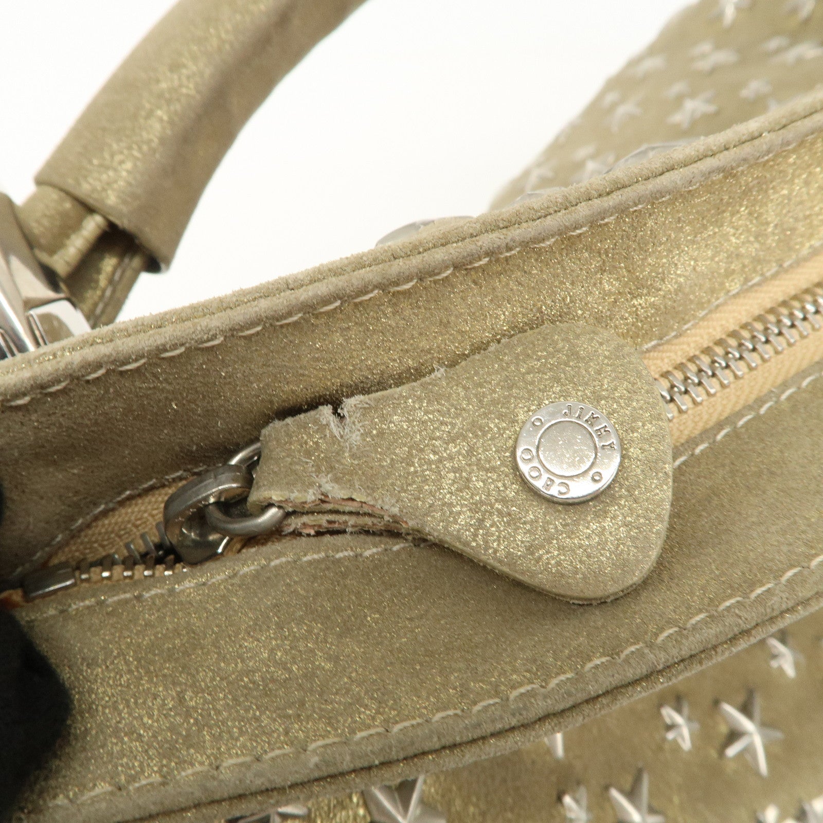 JIMMY CHOO Sky Bag Studs Leather Shoulder Bag Gold