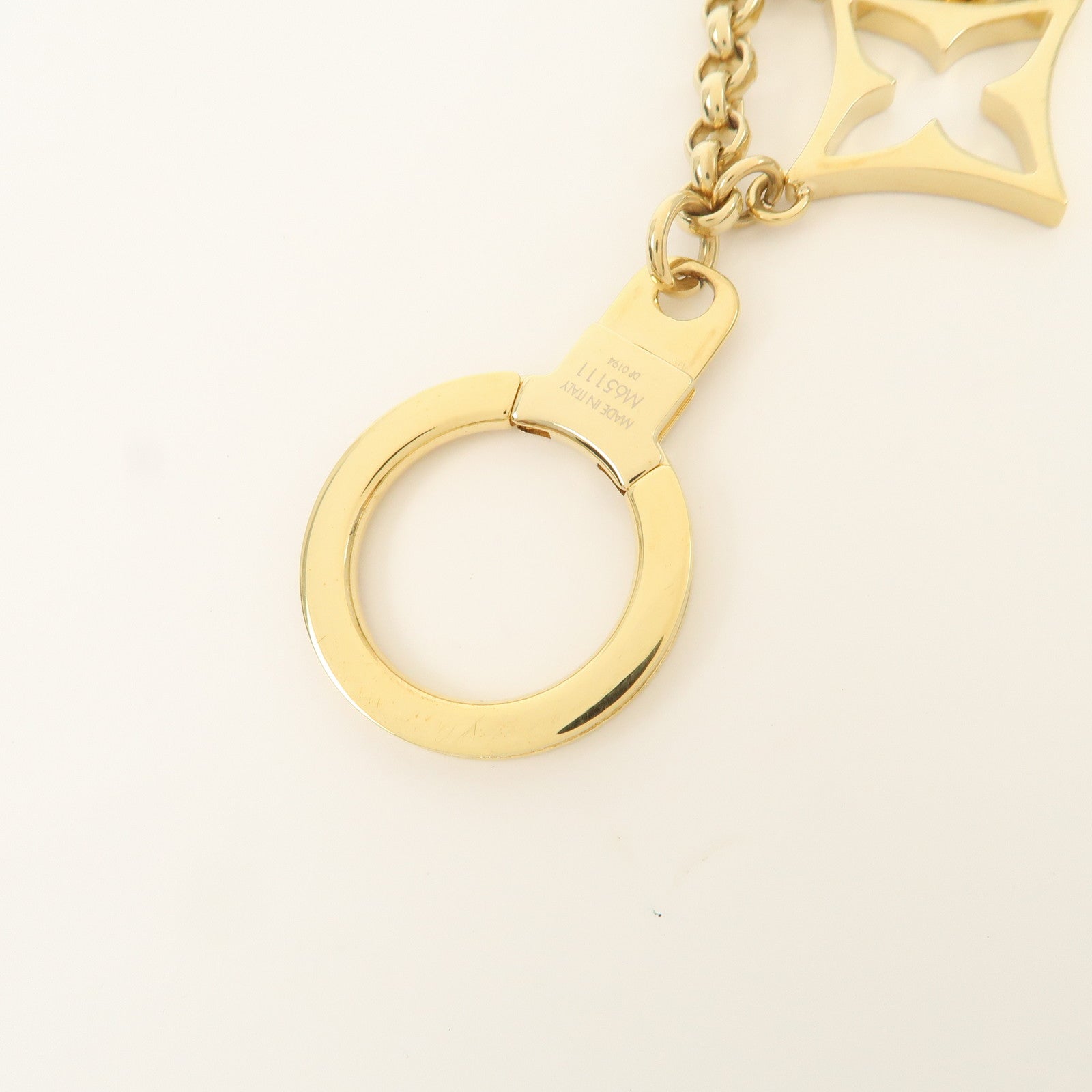 Louis Vuitton Fleur de Monogram Bag Charm Key Chain Gold M65111