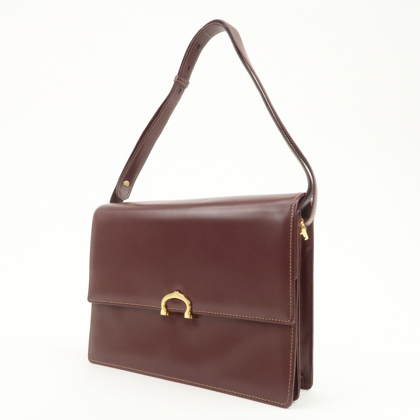 Cartier Must de Cartier Leather Shoulder Bag Hand Bag Bordeaux
