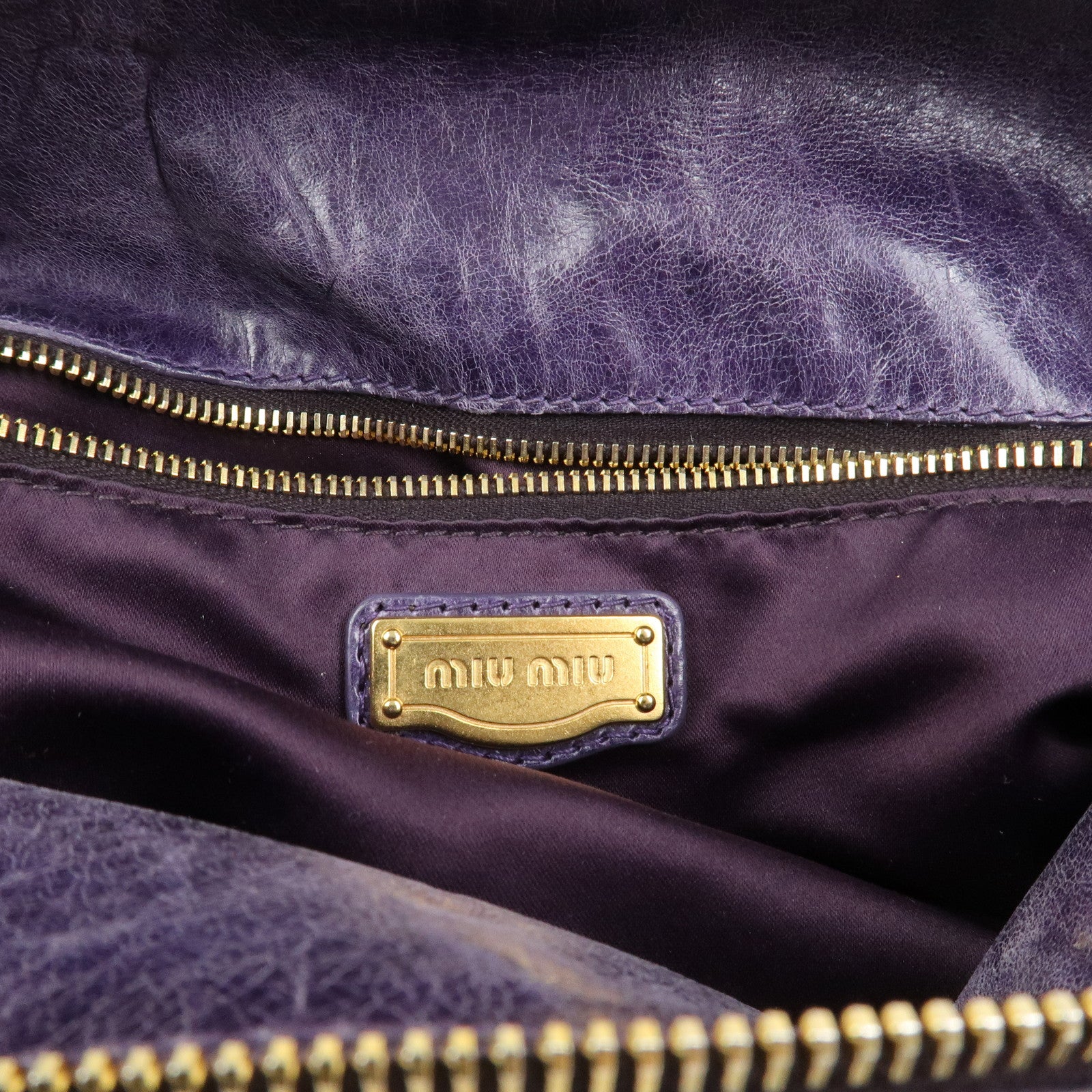 MIU MIU Logo Leather 2Way Bag Hand Bag Shoulder Bag Purple