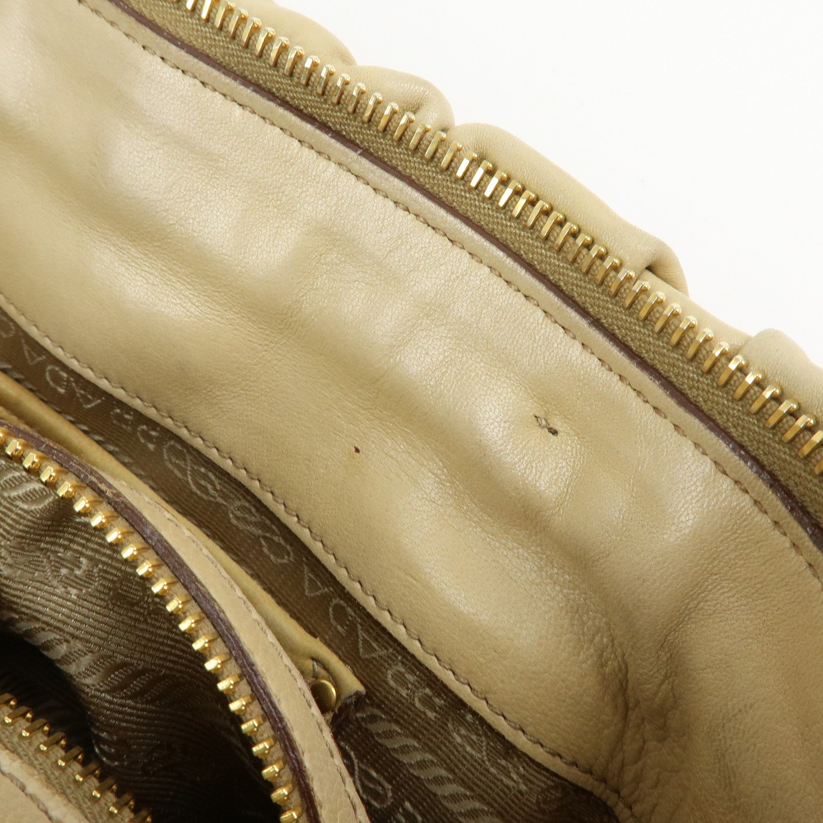 PRADA Nappa Leather 2Way Bag Hand Bag Shoulder Bag Camel BN1407