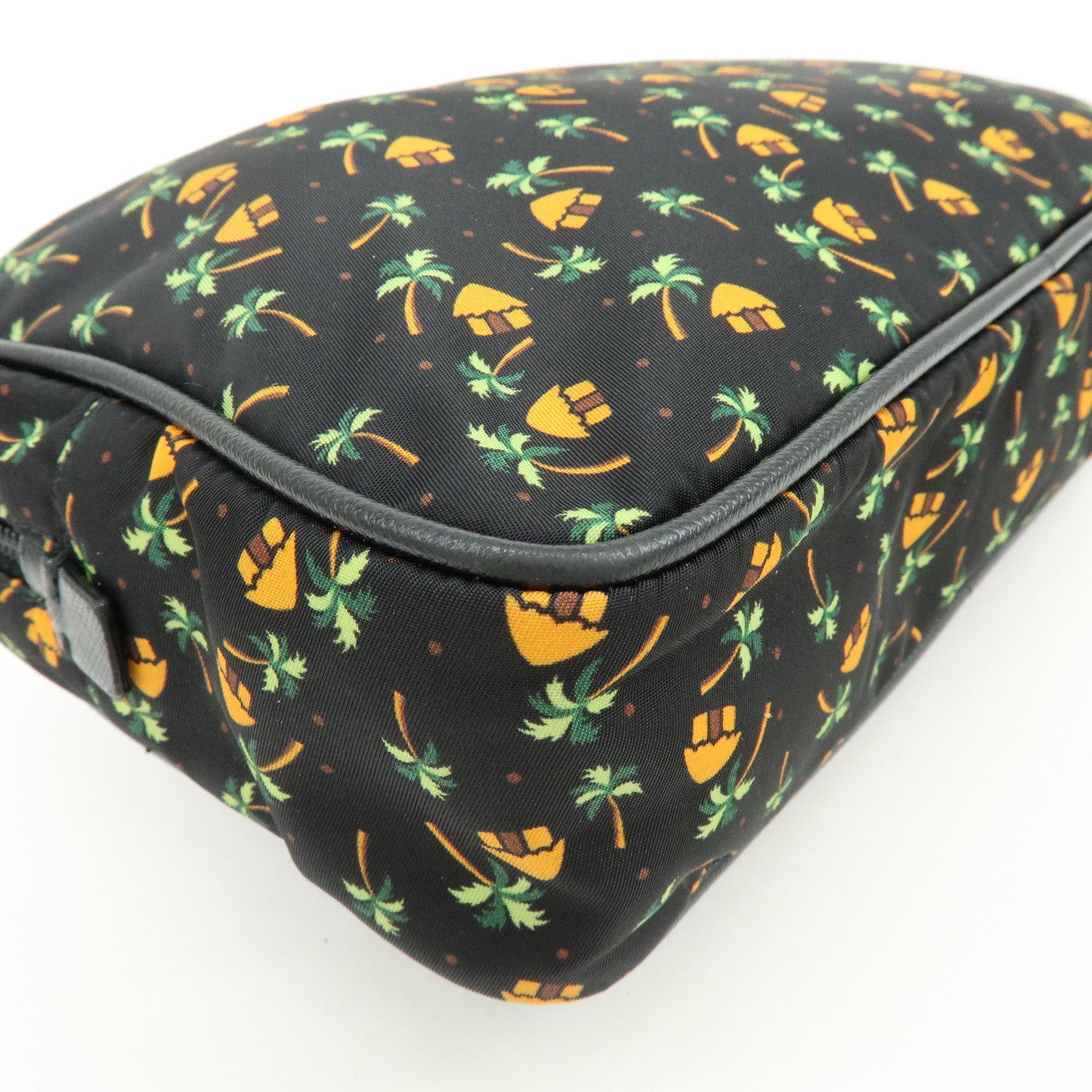 PRADA Triangle Logo Nylon Saffiano Leather Cosmetic Pouch 2NE007