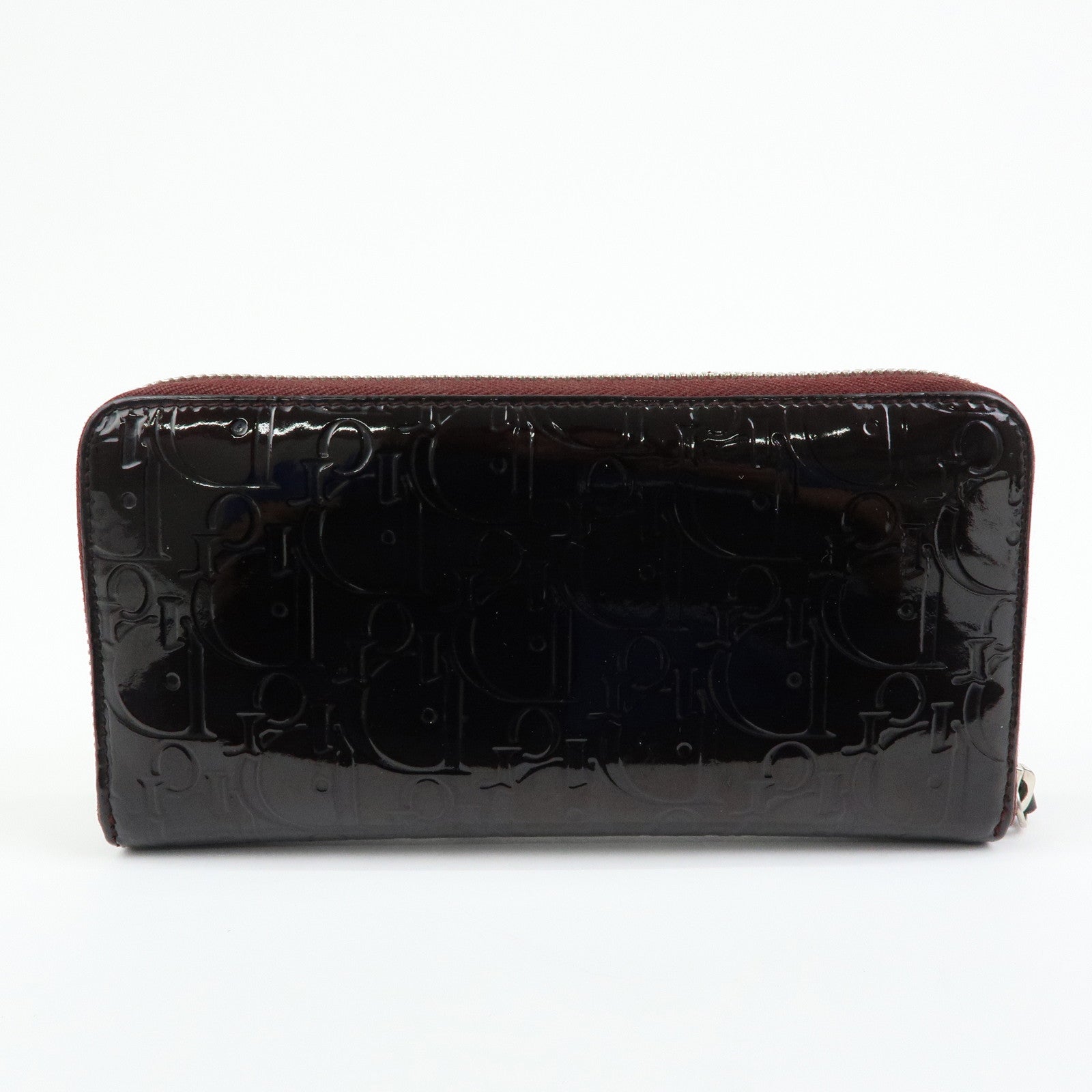 Christian Dior Trotter Patent Leather Round Zippy Wallet Purple