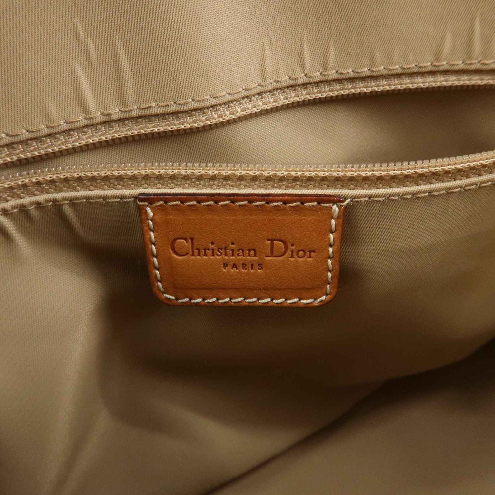 Christian Dior Trotter Street Chic Canvas Leather Hand Bag Camel