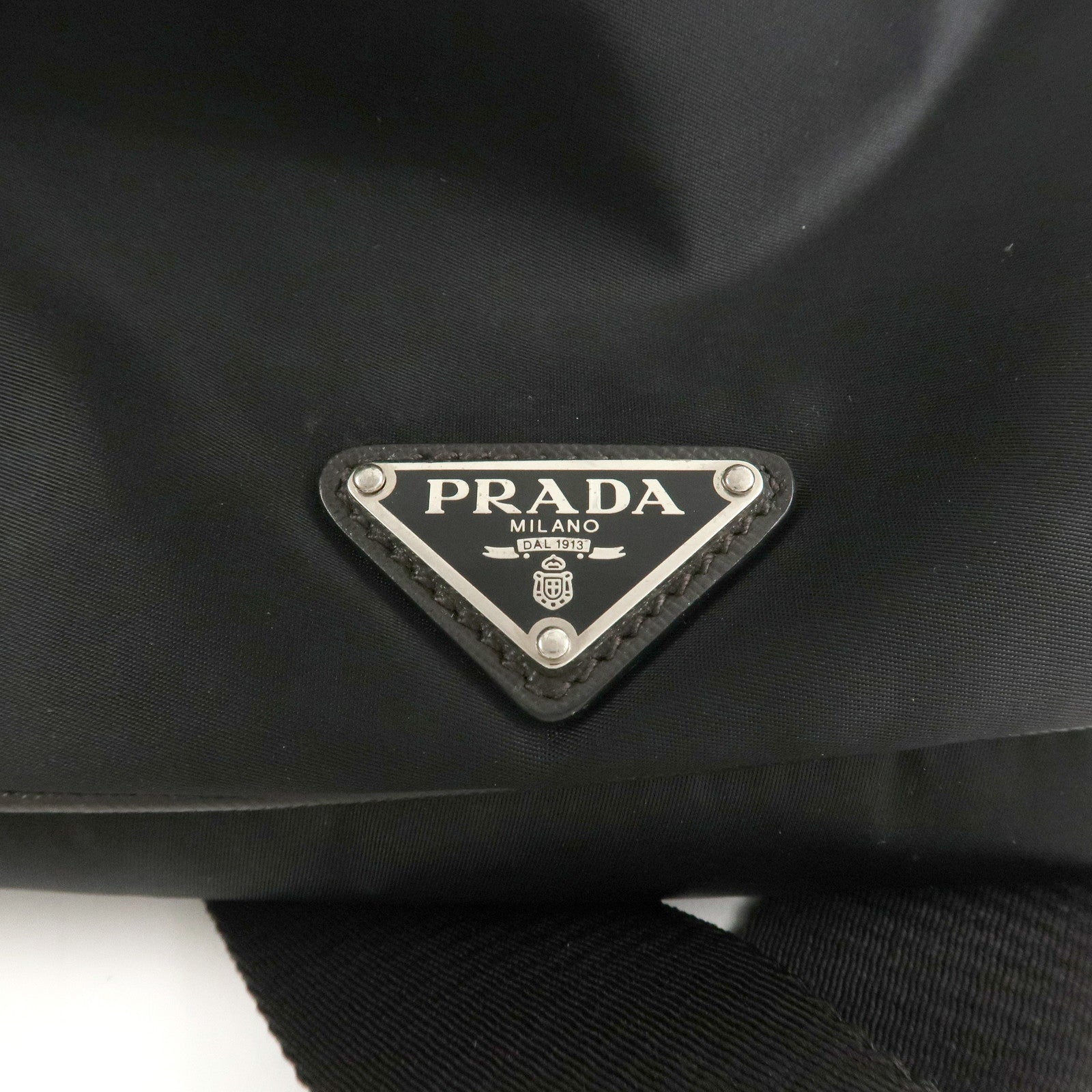 PRADA Triangle Logo Nylon Shoulder Bag Hand Bag Black