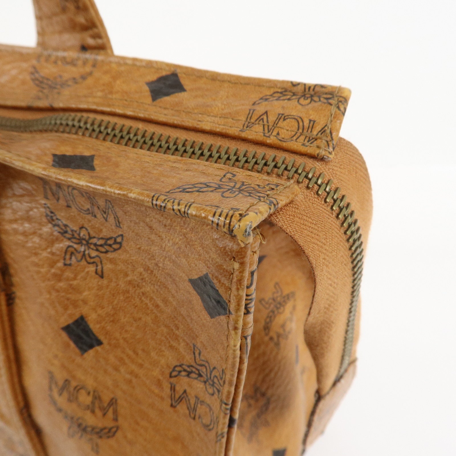 MCM Visetos Leather Tote Bag Shoulder Bag Hand Bag Brown