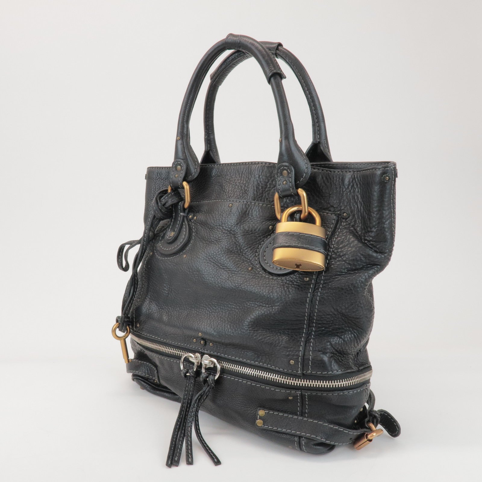 Chloe Paddington Leather Tote Bag Hand Bag Black