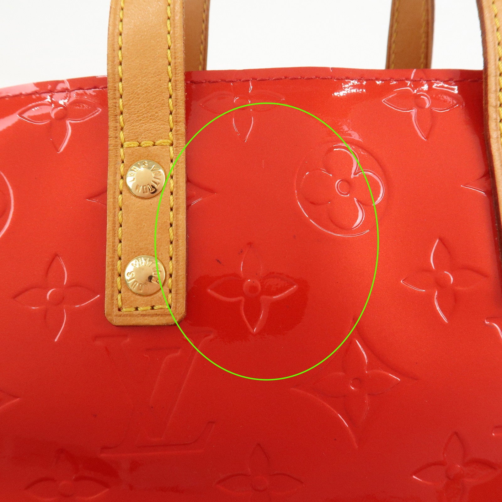 Louis Vuitton Monogram Vernis Lead PM Hand Bag Rouge M91088
