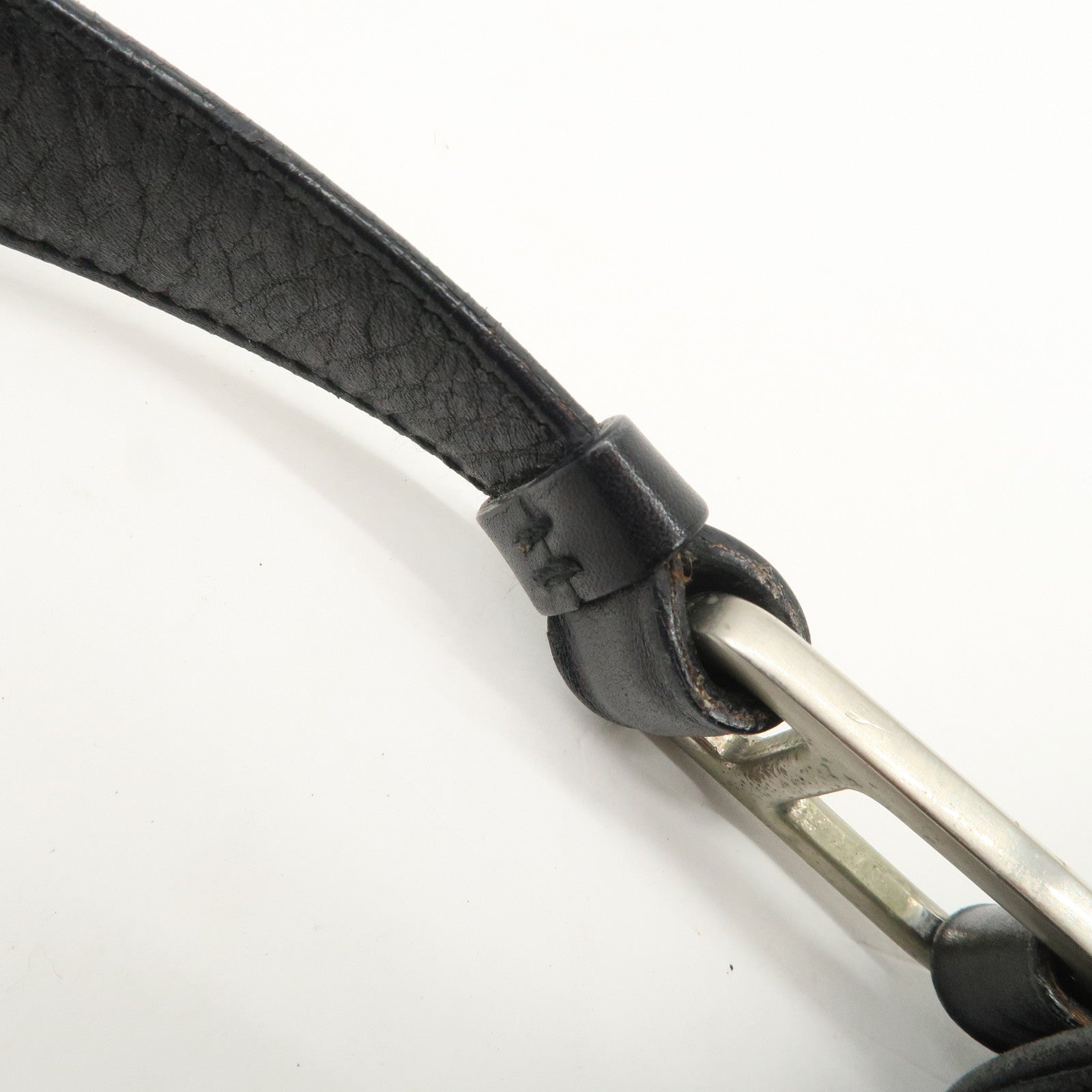 PRADA Leather Shoulder Bag Hand Bag Black