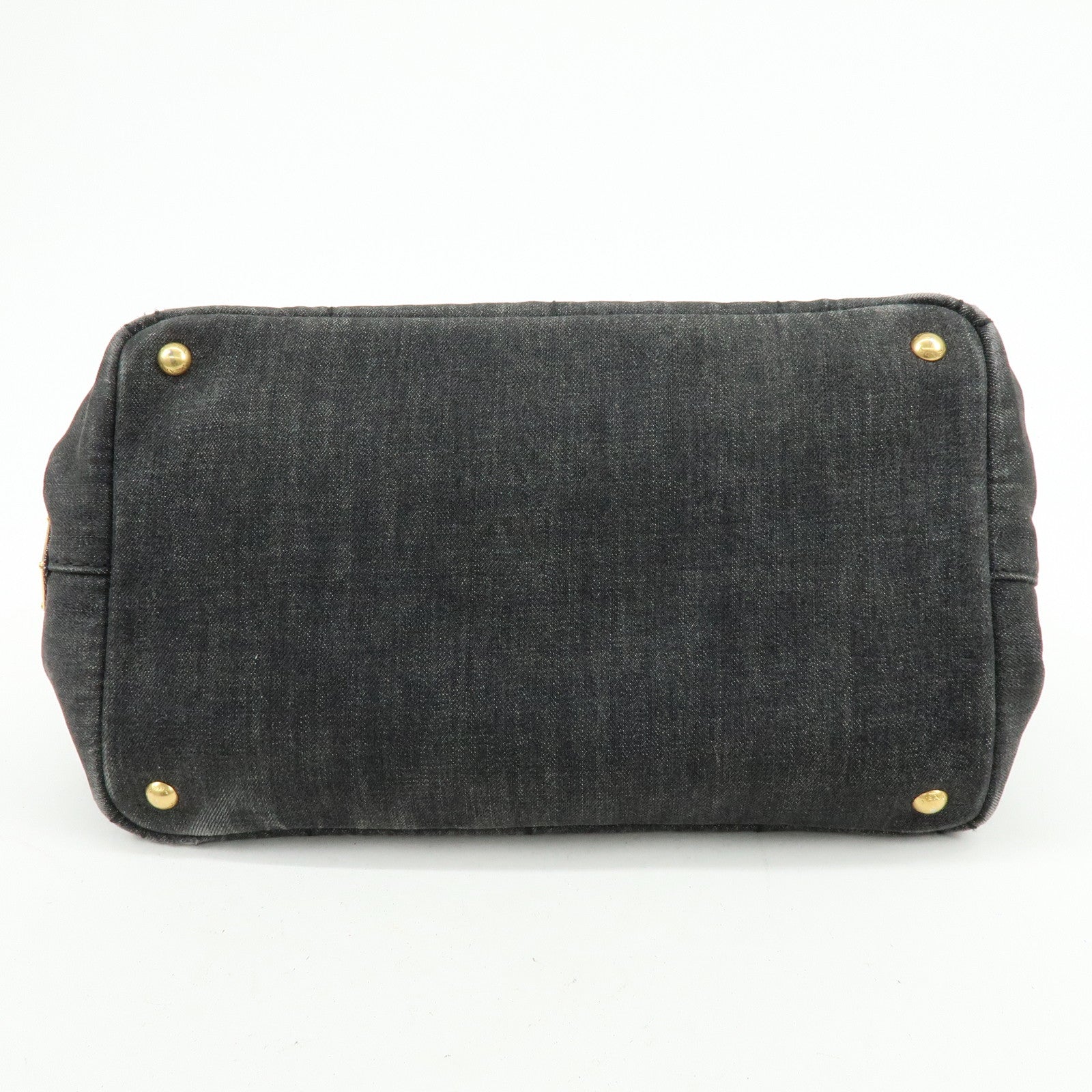 PRADA Canapa Denim Tote Bag Hand Bag Black 1BG642