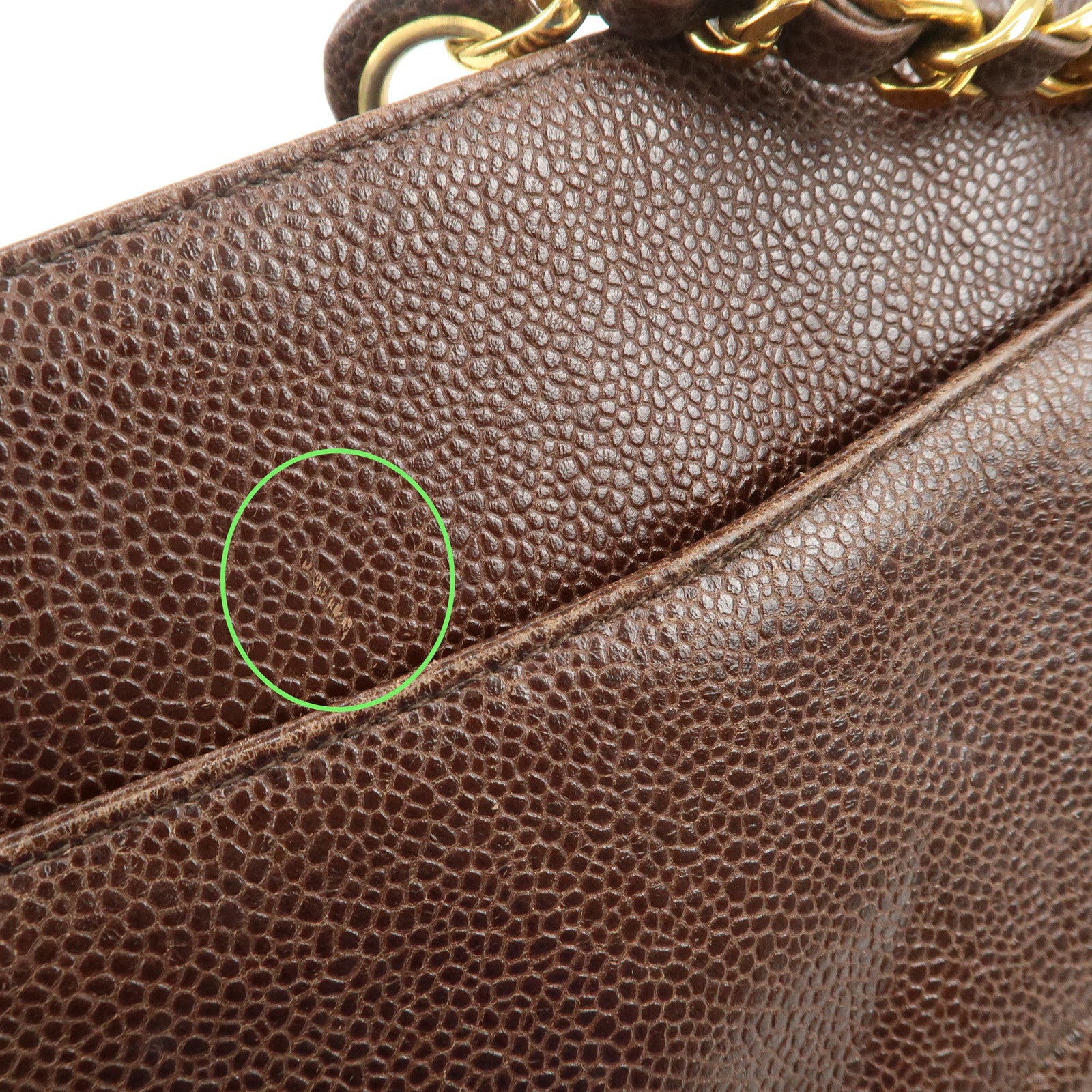 CHANEL COCO Mark Caviarskin Shoulder Bag Brown Gold