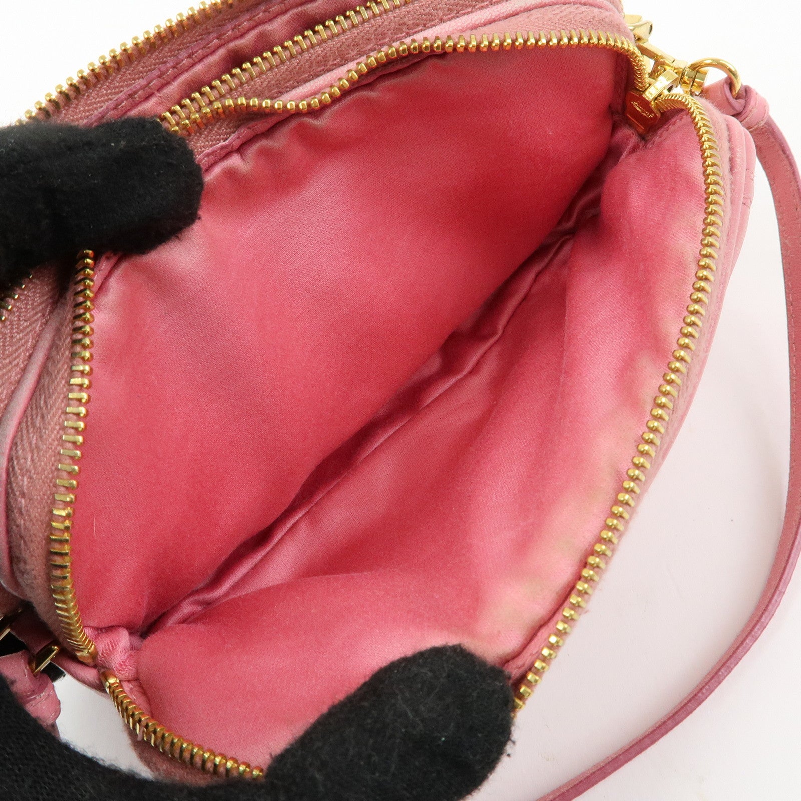 MIU MIU Nappa Leather Hand Bag Accessory Pouch Pink