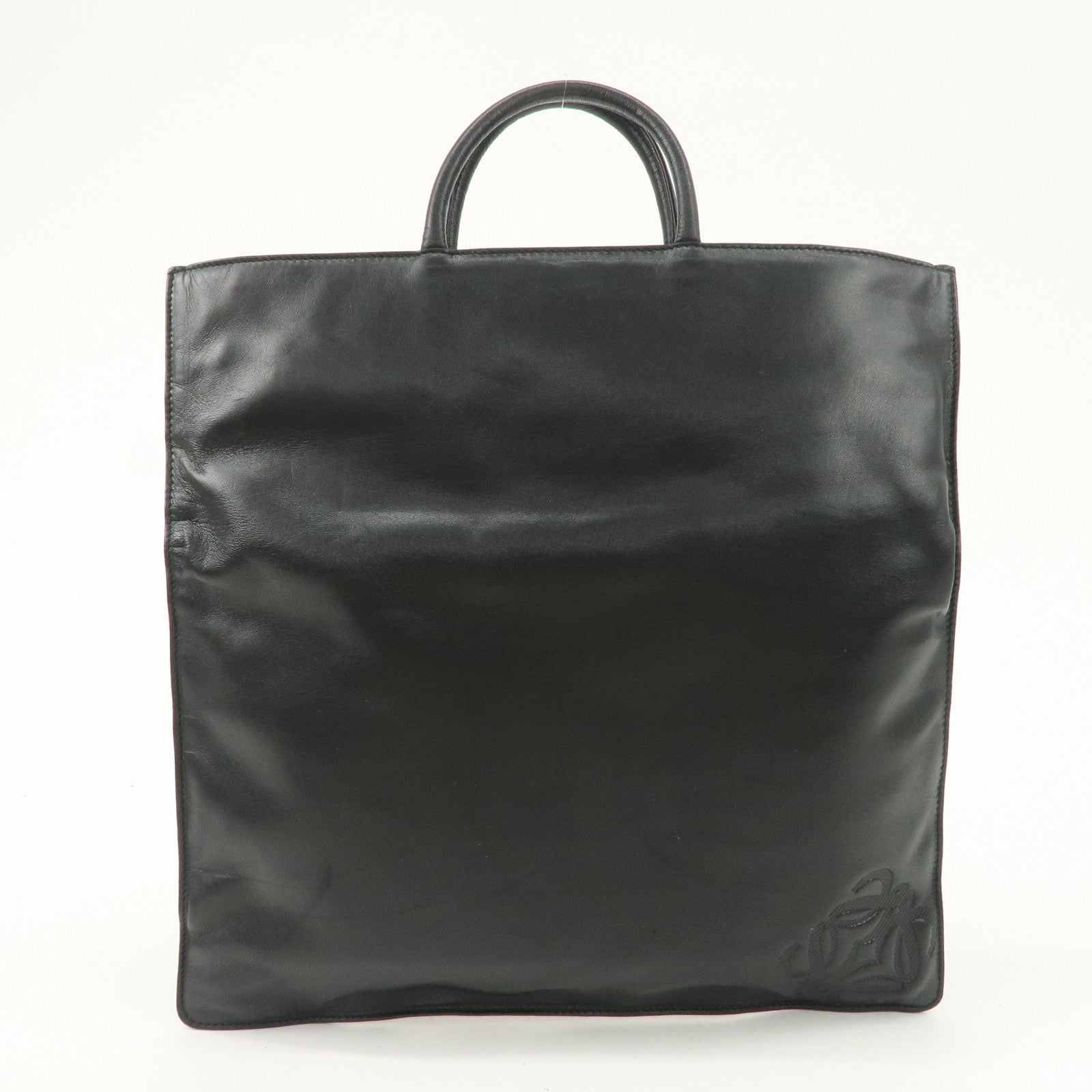 LOEWE Leather Tote Bag Hand Bag Leopard Brown Black Gold HDW Used