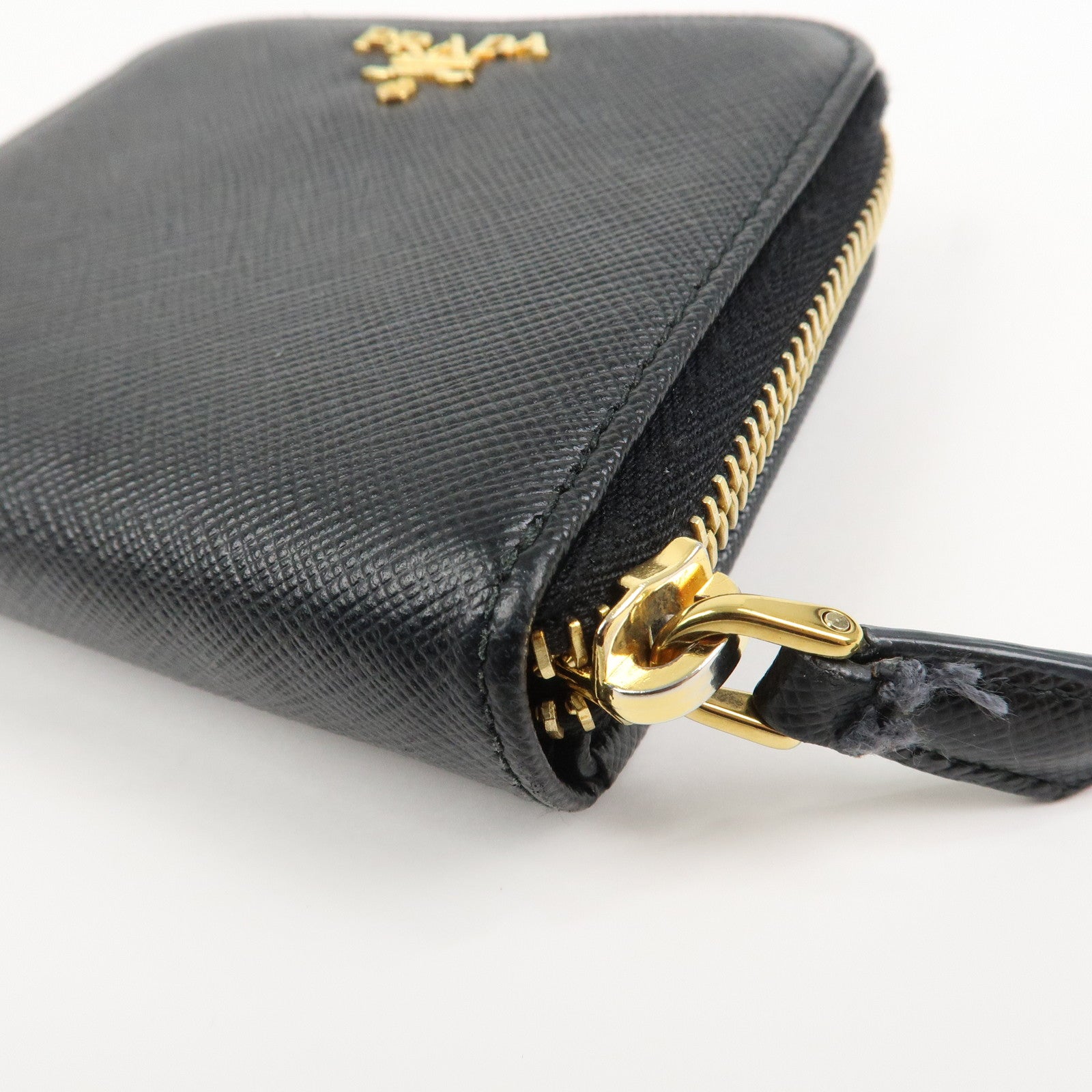 PRADA Saffiano Leather Round Zippy Bi-fold Compact Wallet 1ML522