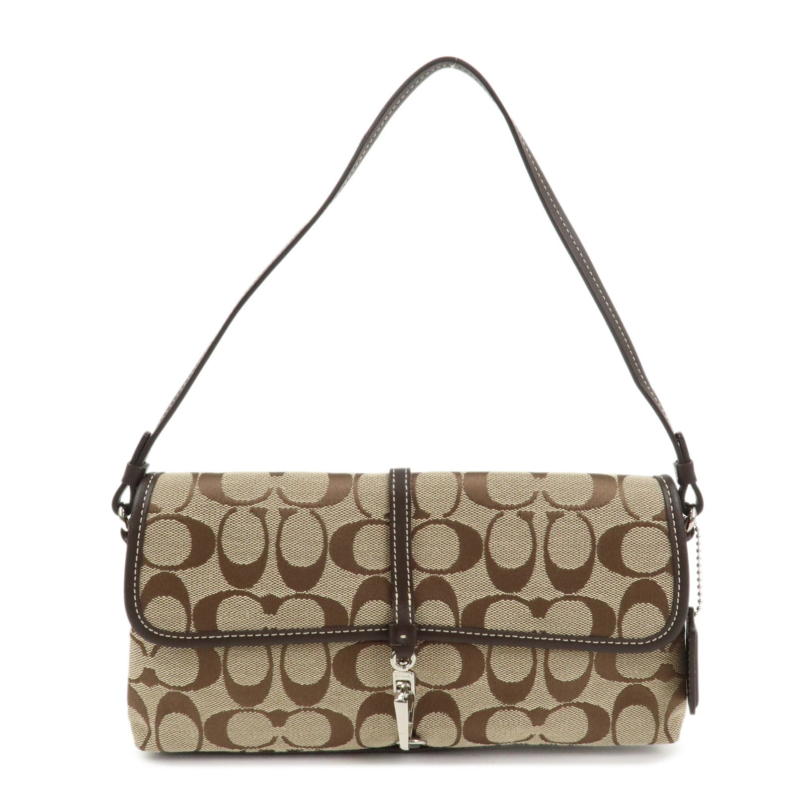 COACH Signature Canvas Leather Shoulder Bag Hand Bag Brown
