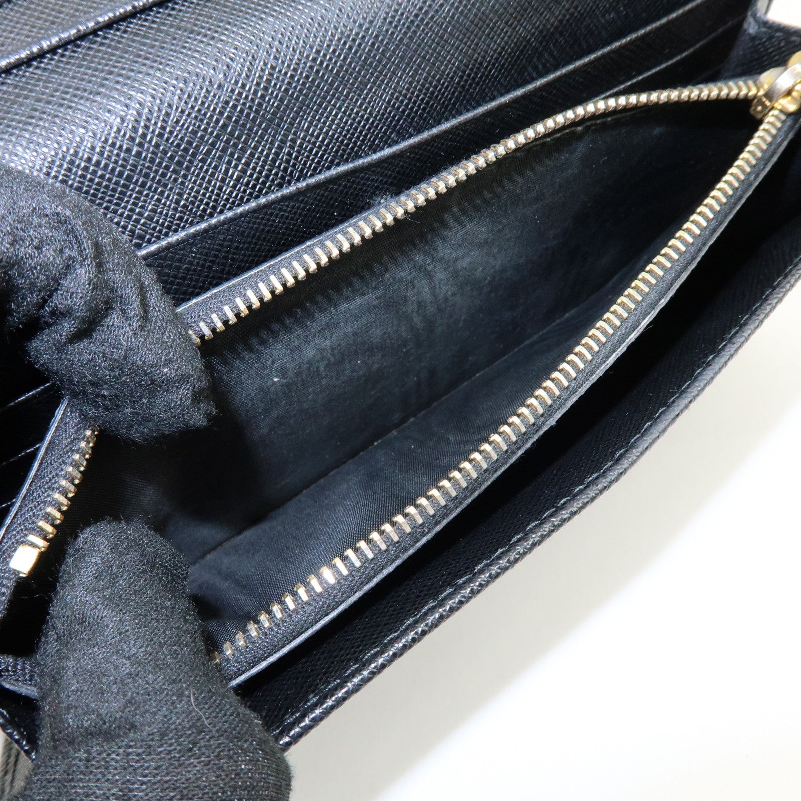 PRADA Saffiano Leather Flap Bi-Fold Long Wallet Black 1MH132