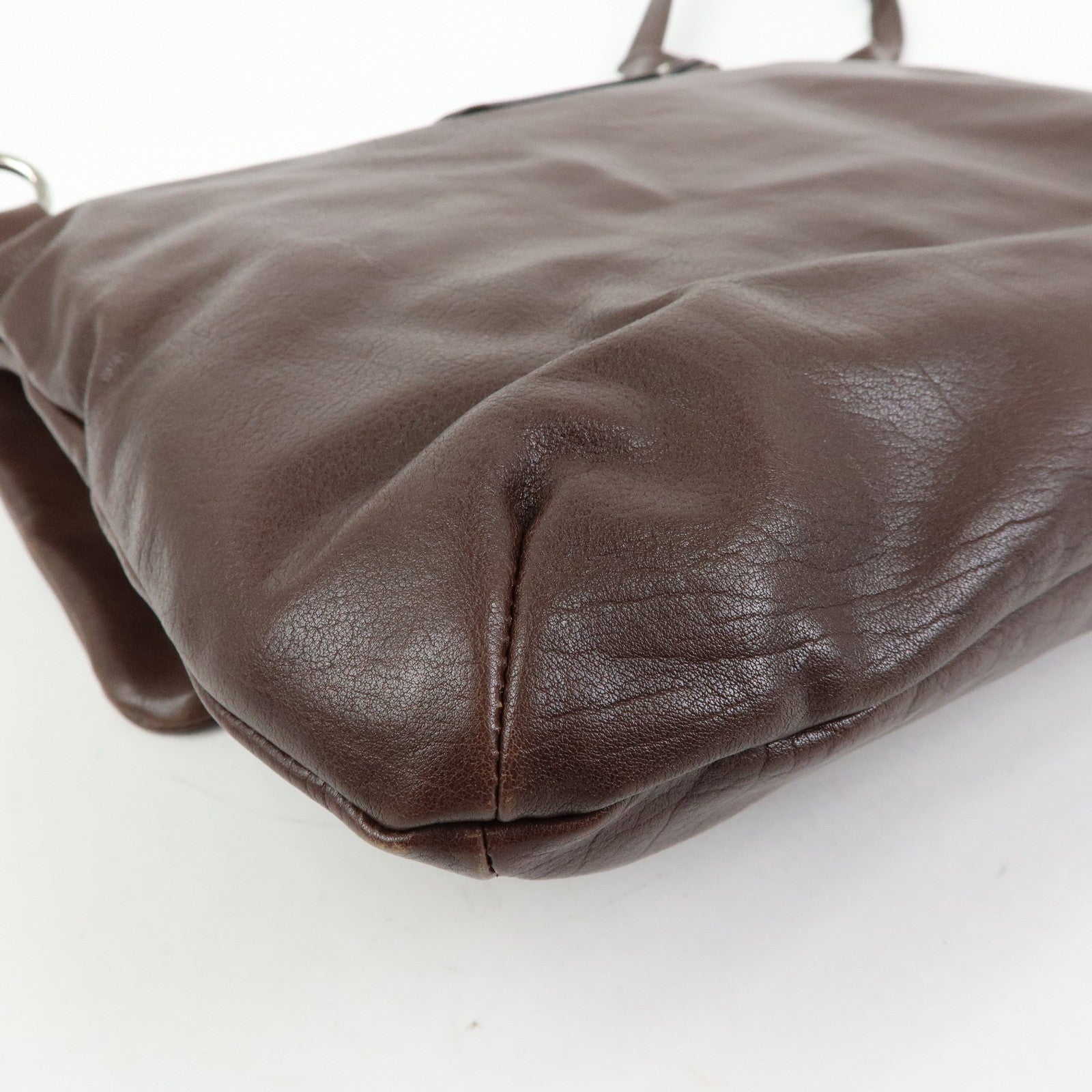 TOD'S Leather Belt Accent Flap Shoulder Bag Crossbody Bag Brown