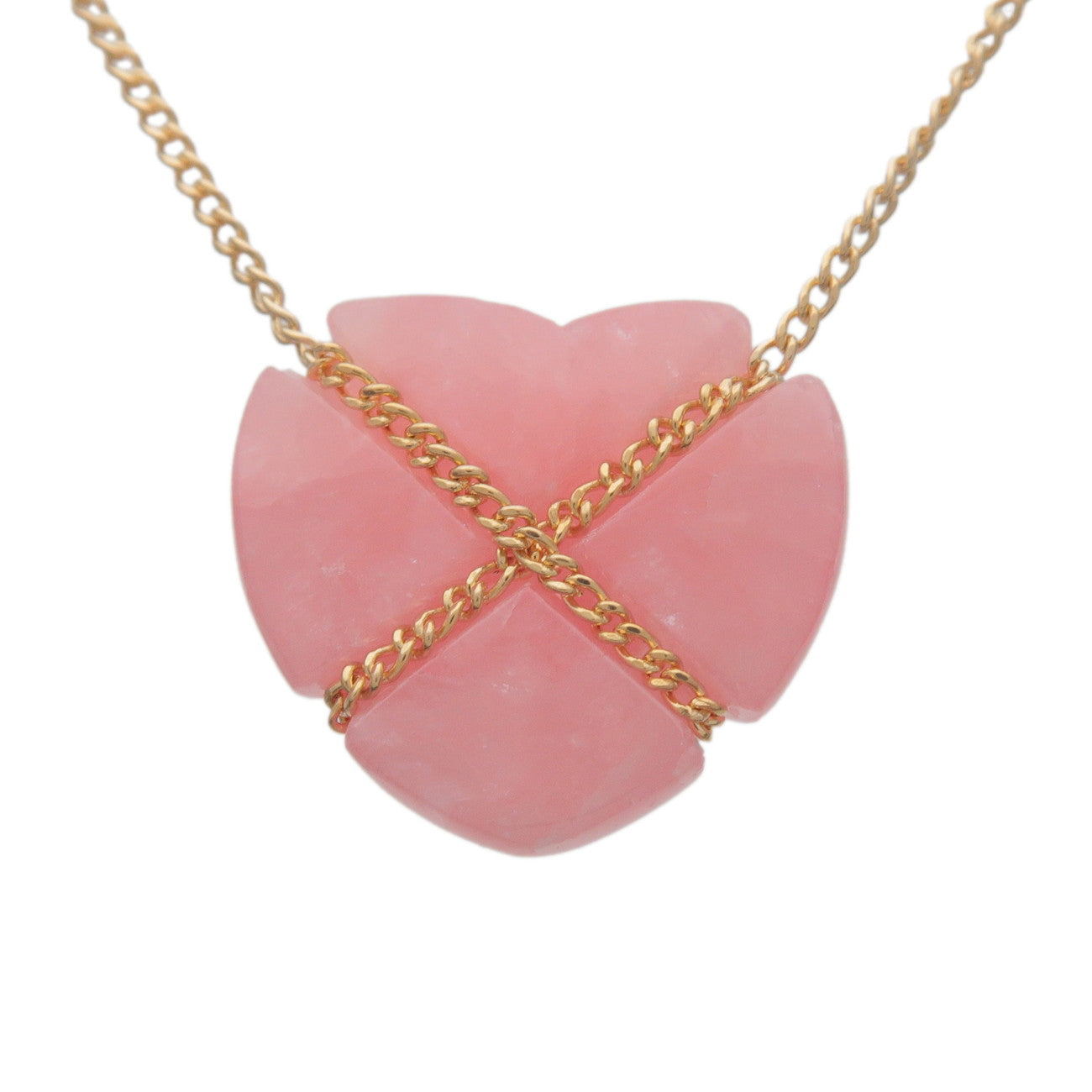 Tiffany & Co Chain Cross Heart Necklace K18 750YG Rhodochrosite