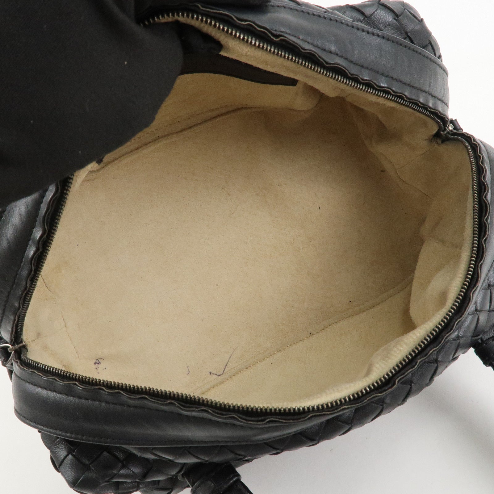 BOTTEGA VENETA Intrecciato Leather Boston Bag Hand Bag Black 145121