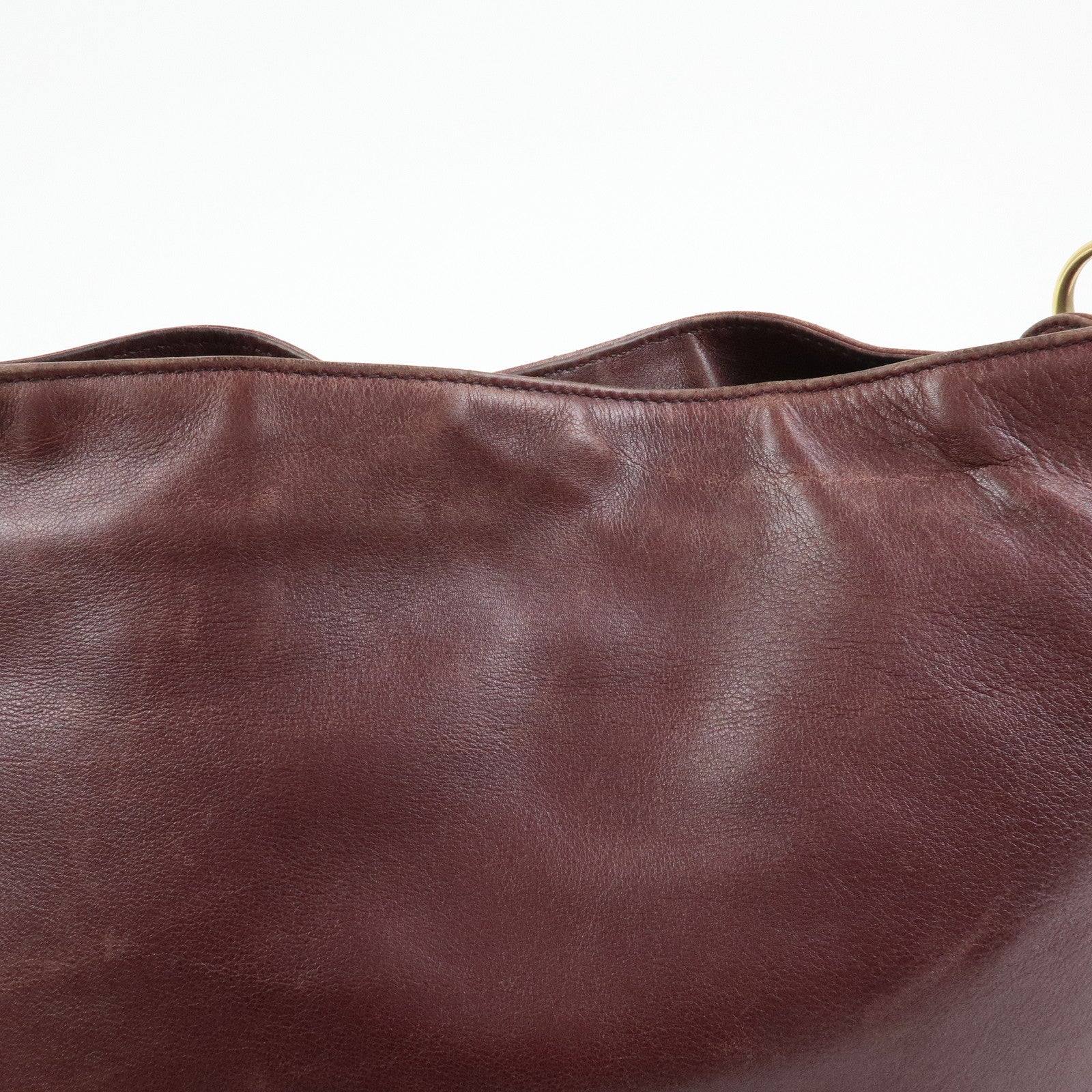 GUCCI Bamboo Leather 2Way Bag Hand Shoulder Bag Bordeaux 001・1577