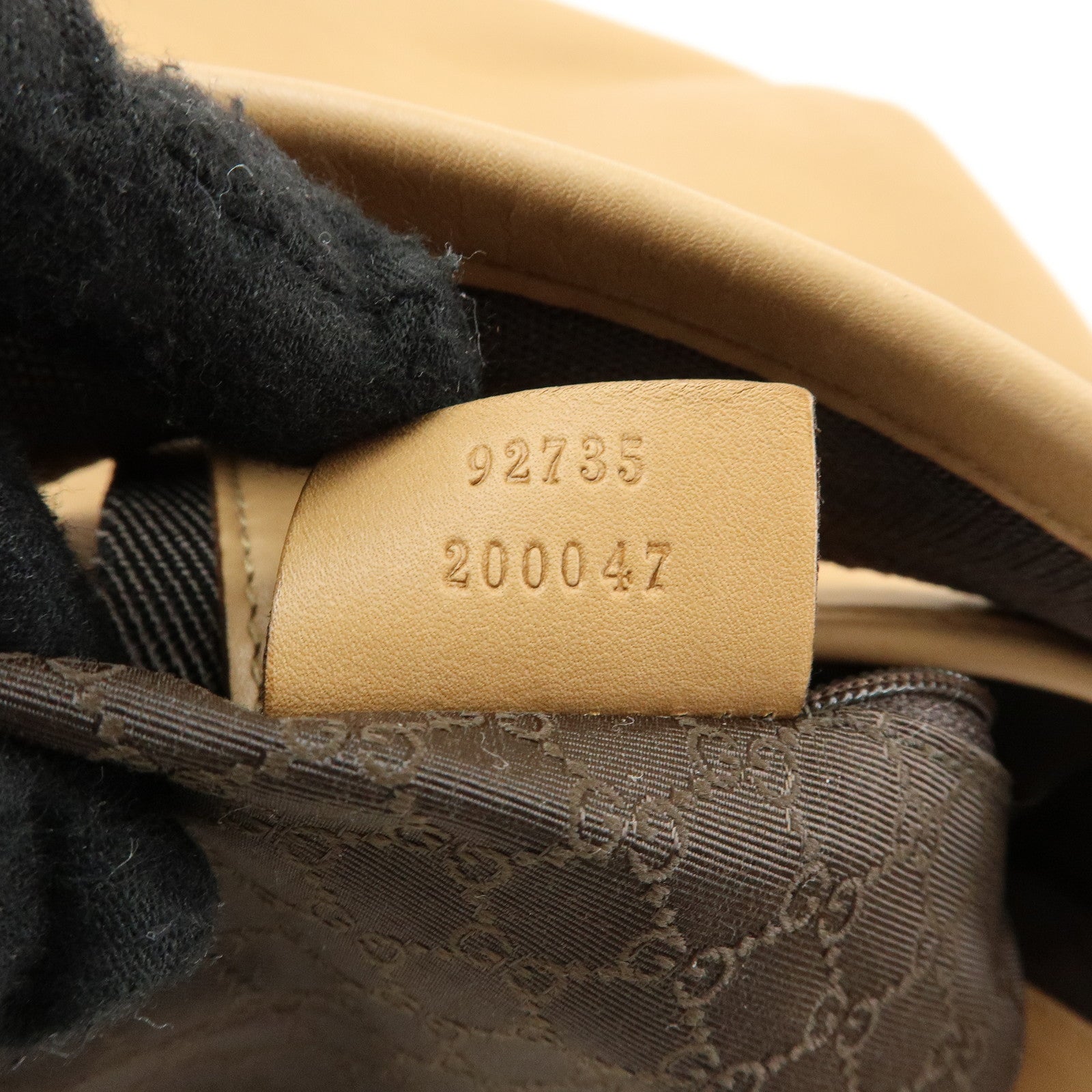 GUCCI Leather Canvas Shoulder Bag Hand Bag Beige Brown 92735