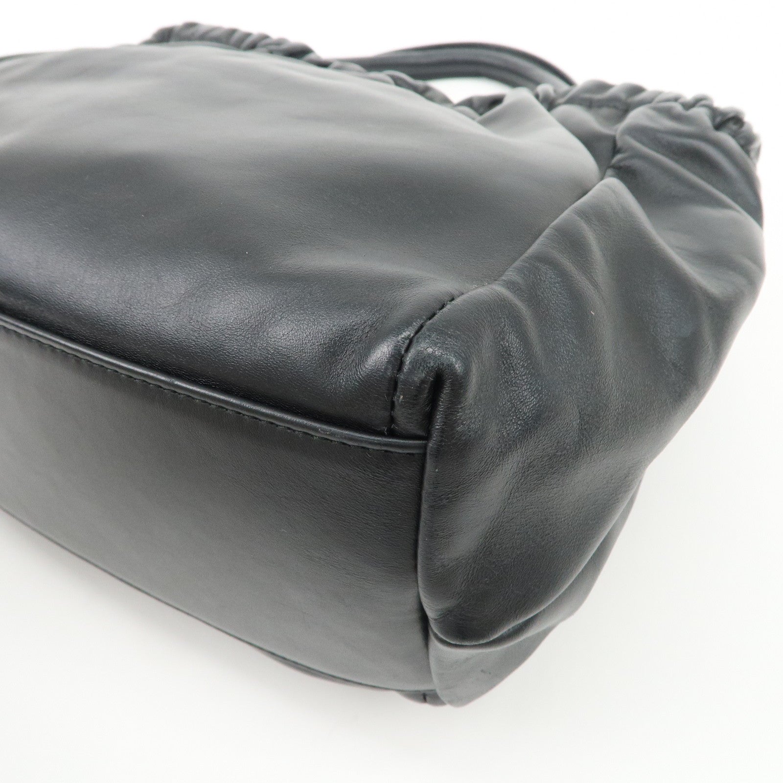 Ferragamo Vara Ribbon Leather 2Way Bag Hand Bag Shoulder Bag Black