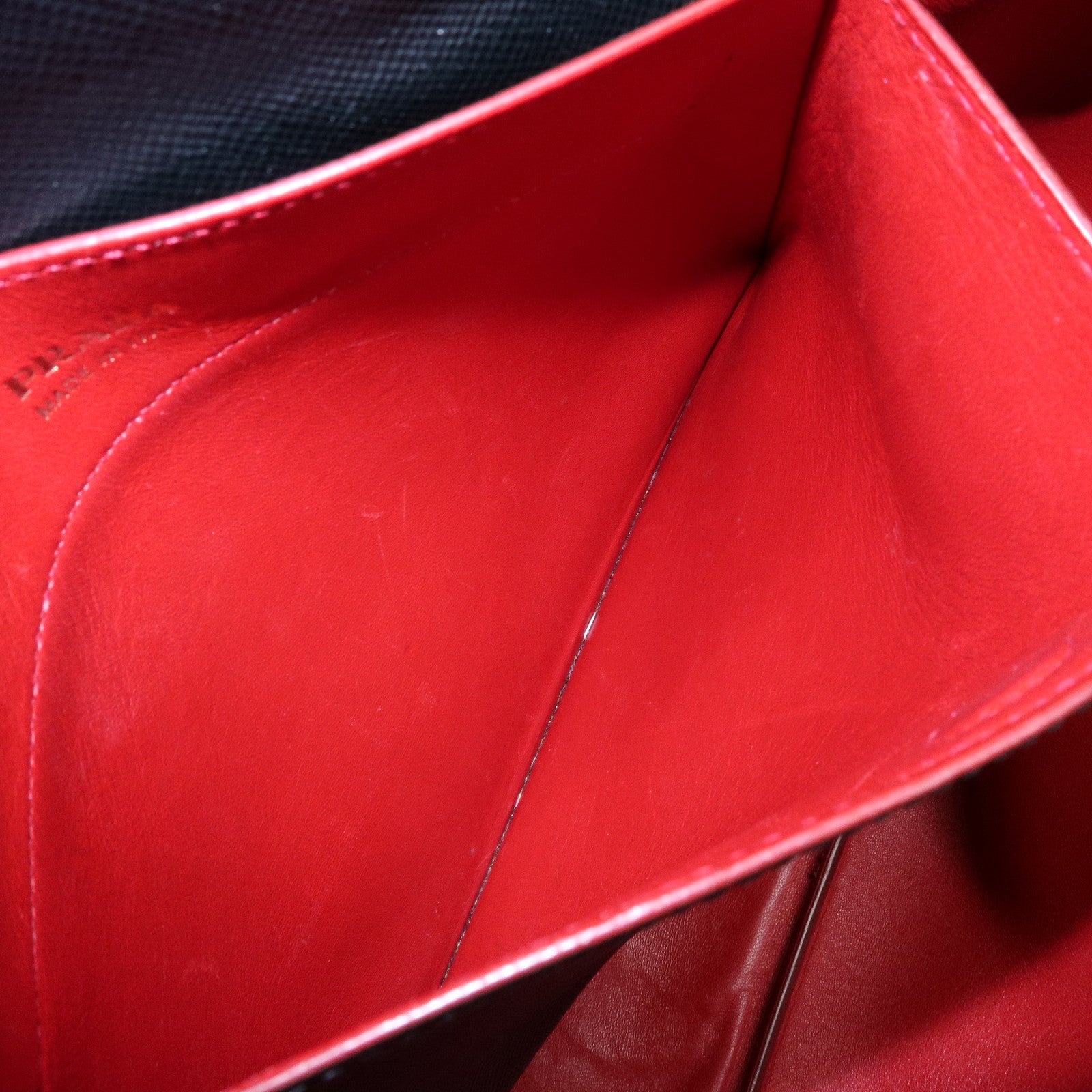PRADA Triangle Logo Saffiano Leather Tote Bag Hand Bag Black BN2756