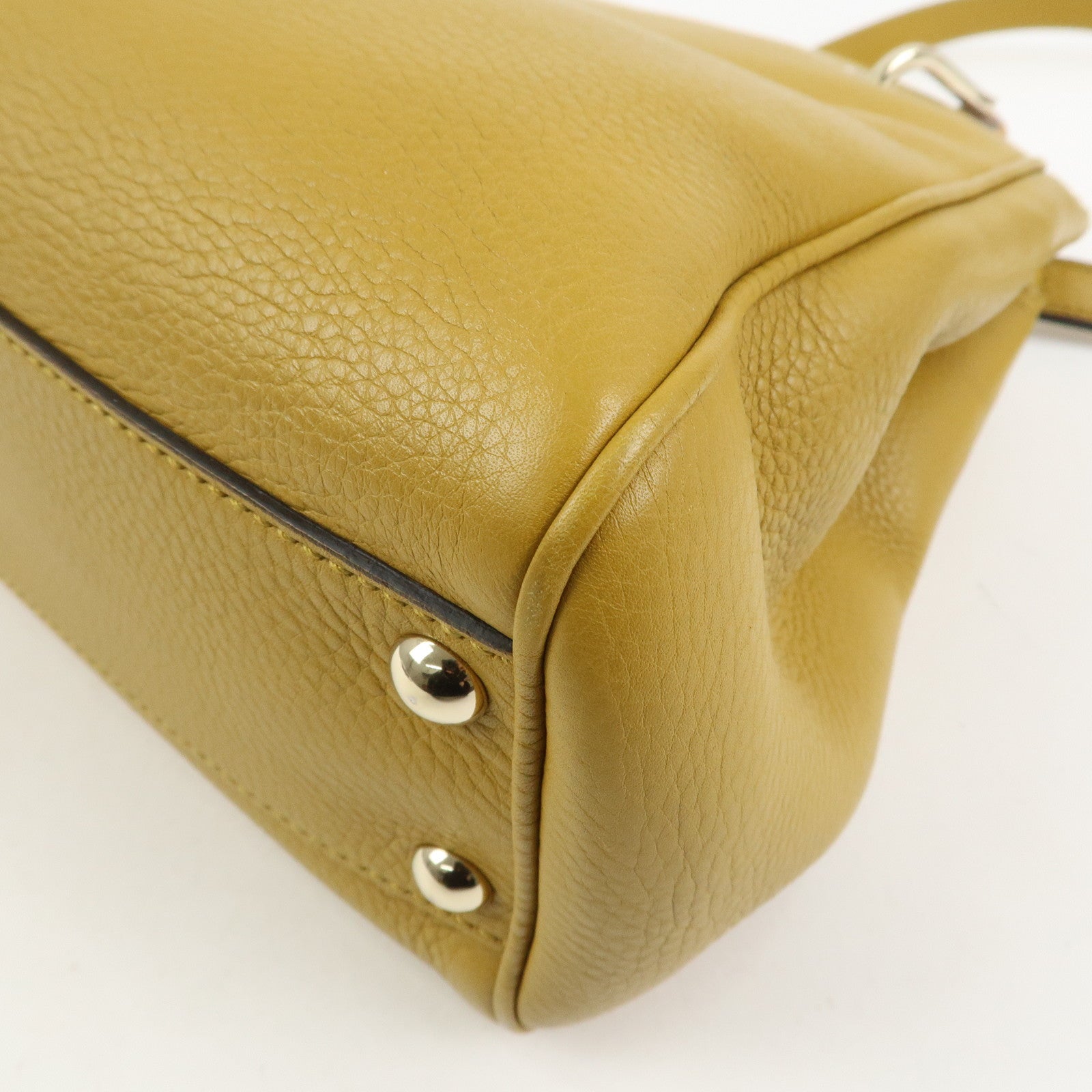GUCCI Bamboo Leather 2Way Bag Tote Shoulder Bag Mustard 336032