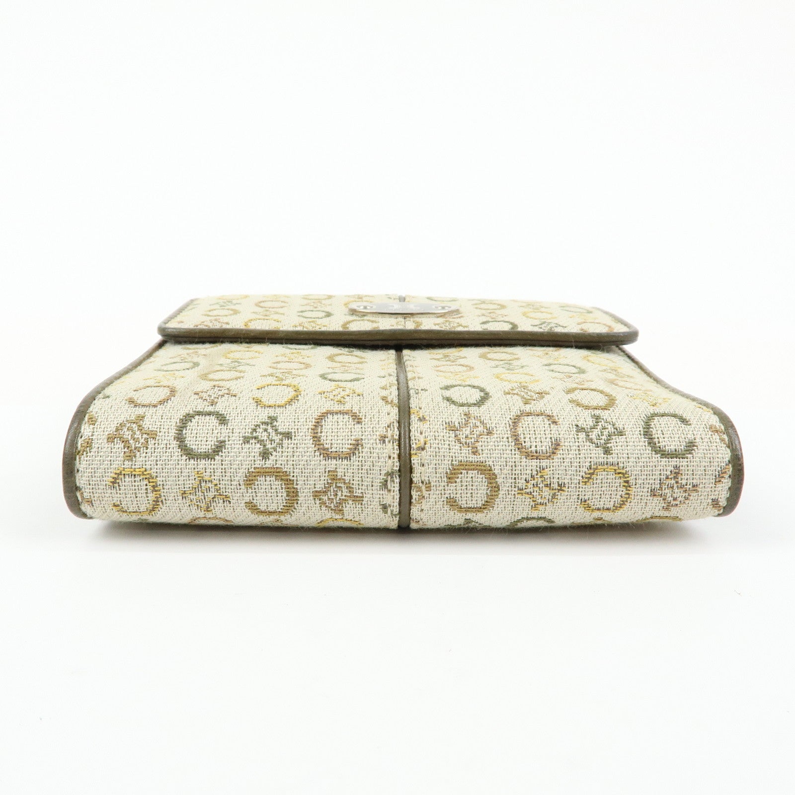 CELINE C Macadam Canvas Leather Compact Wallet Khaki