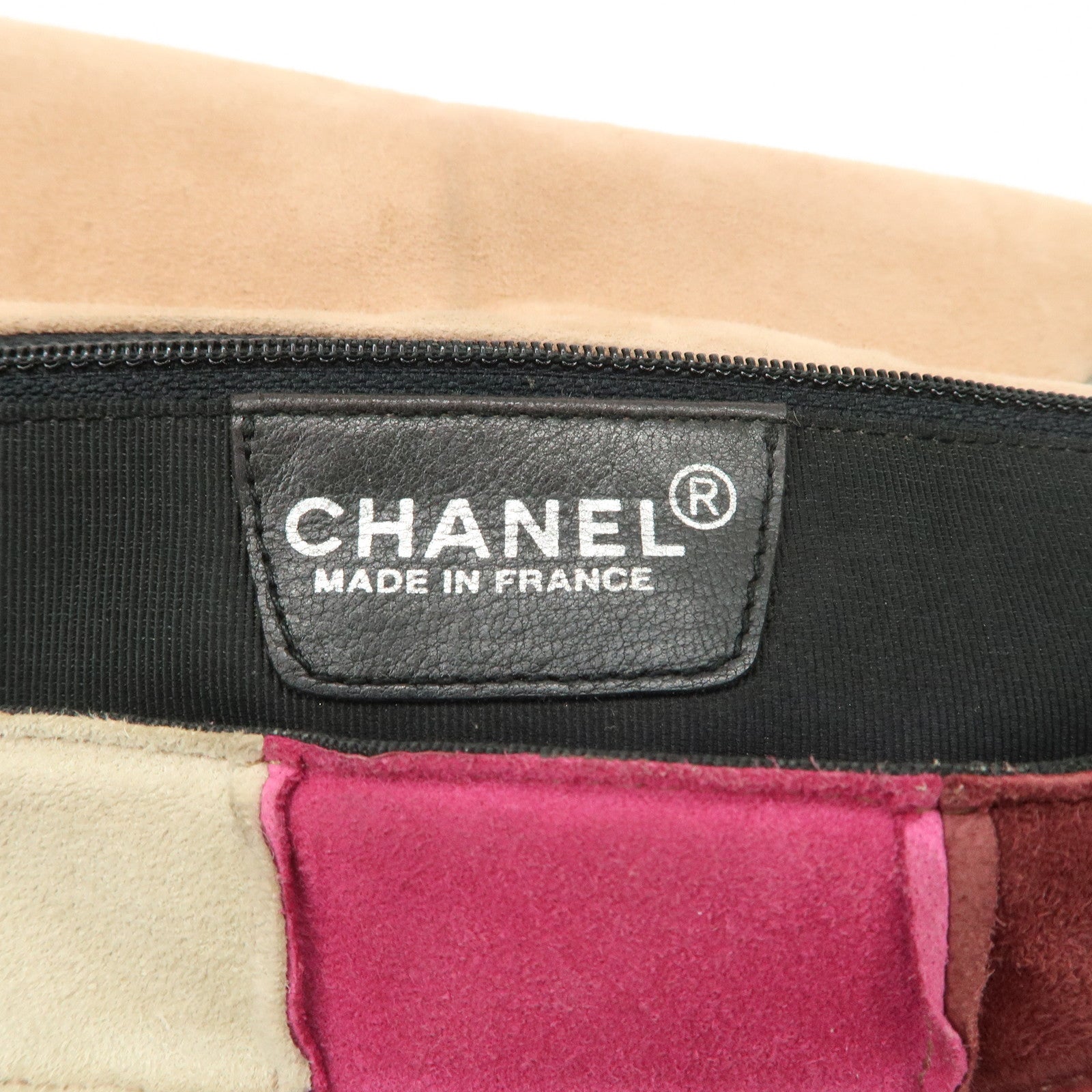 CHANEL 2.55 Suede Patchwork Chain Shoulder Bag Multicolor A14528 Used