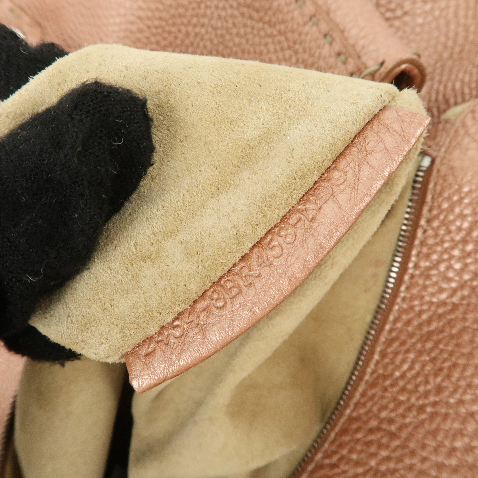 FENDI Selleria Leather Mini Linda Hand Bag Pink Silver Hardware 8BR458 Used