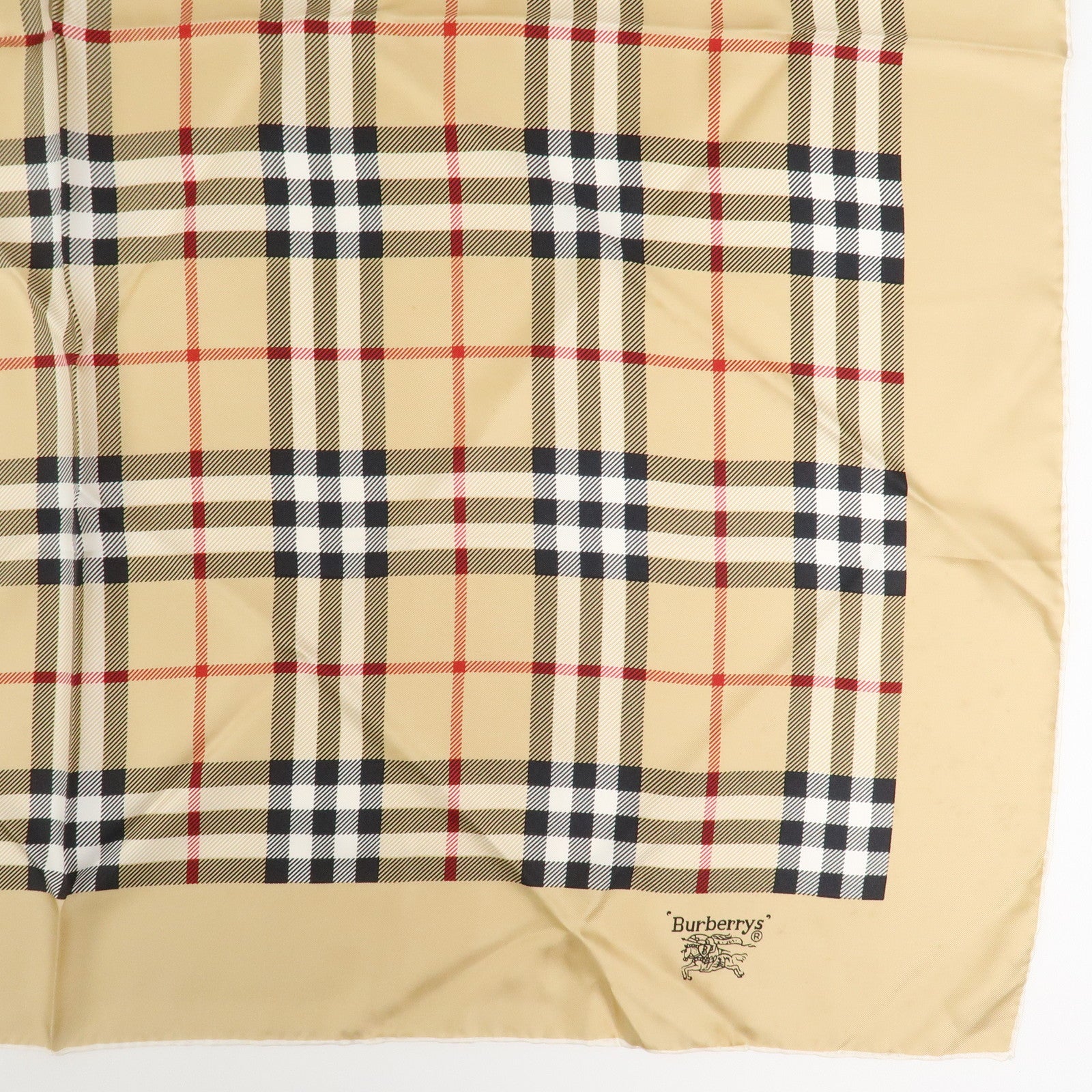 BURBERRY Nova Plaid Silk 100% Scarf 90×90 Beige