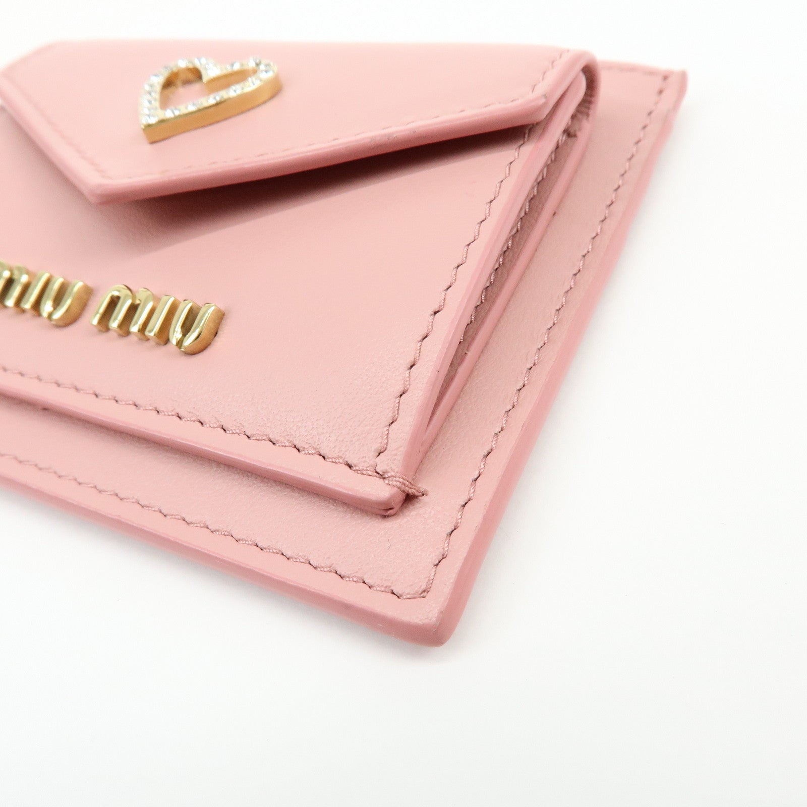 MIU MIU Madras Love Envelope Pouch Card Case Coin Case Pink 5MF025