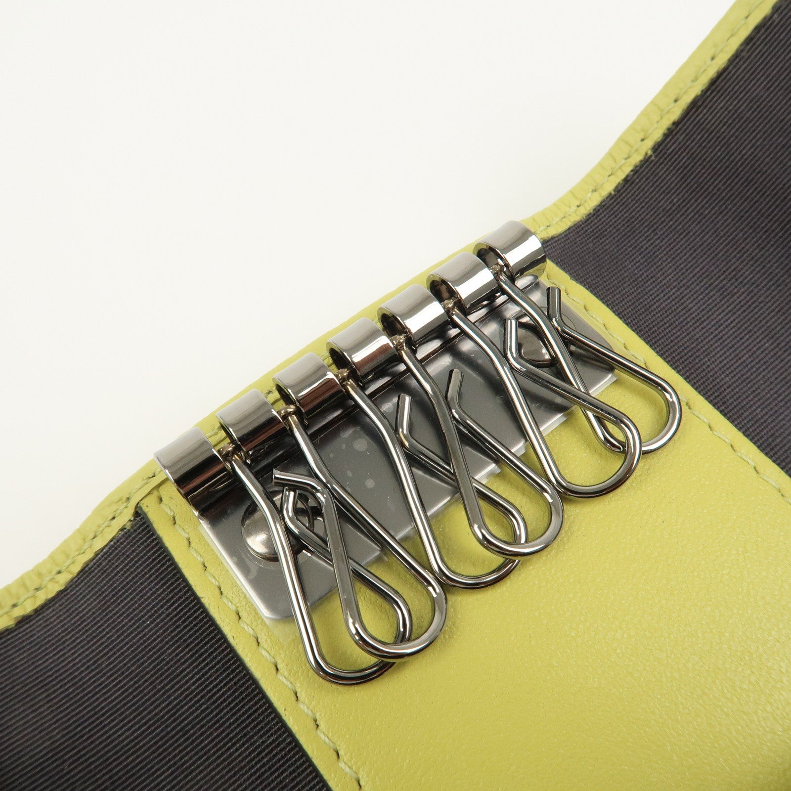 JIMMY CHOO Logo Leather 6 Rings Key Case Key Holder Yellow