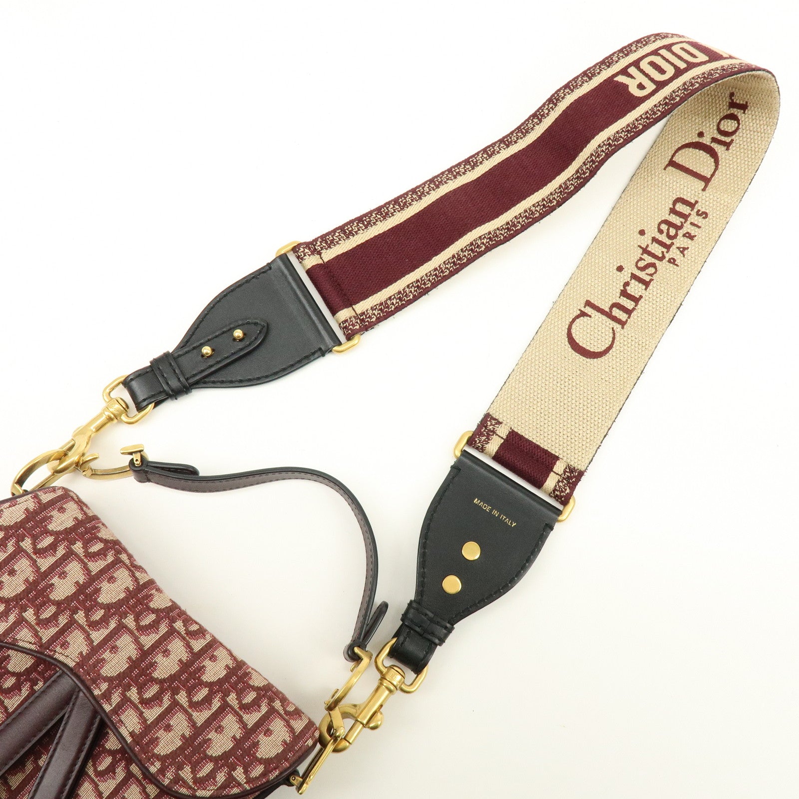 Christian Dior Oblique Jacquard Leather Mini Saddle Bag Hand Bag