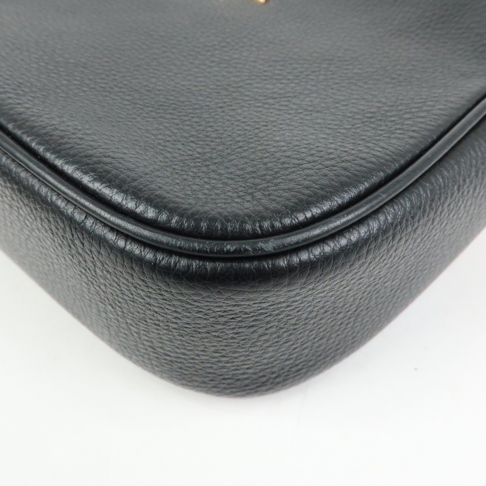 COACH Logo Leather Shoulder Crossbody Bag Black