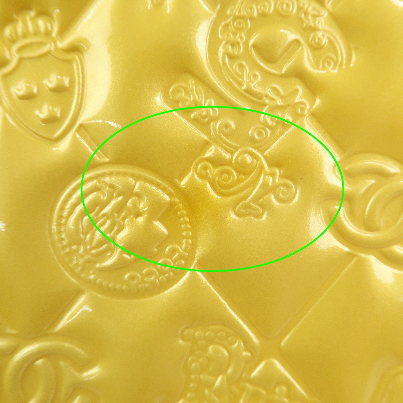 CHANEL Icon Line Patent Leather Chain Shoulder Bag Yellow A37156