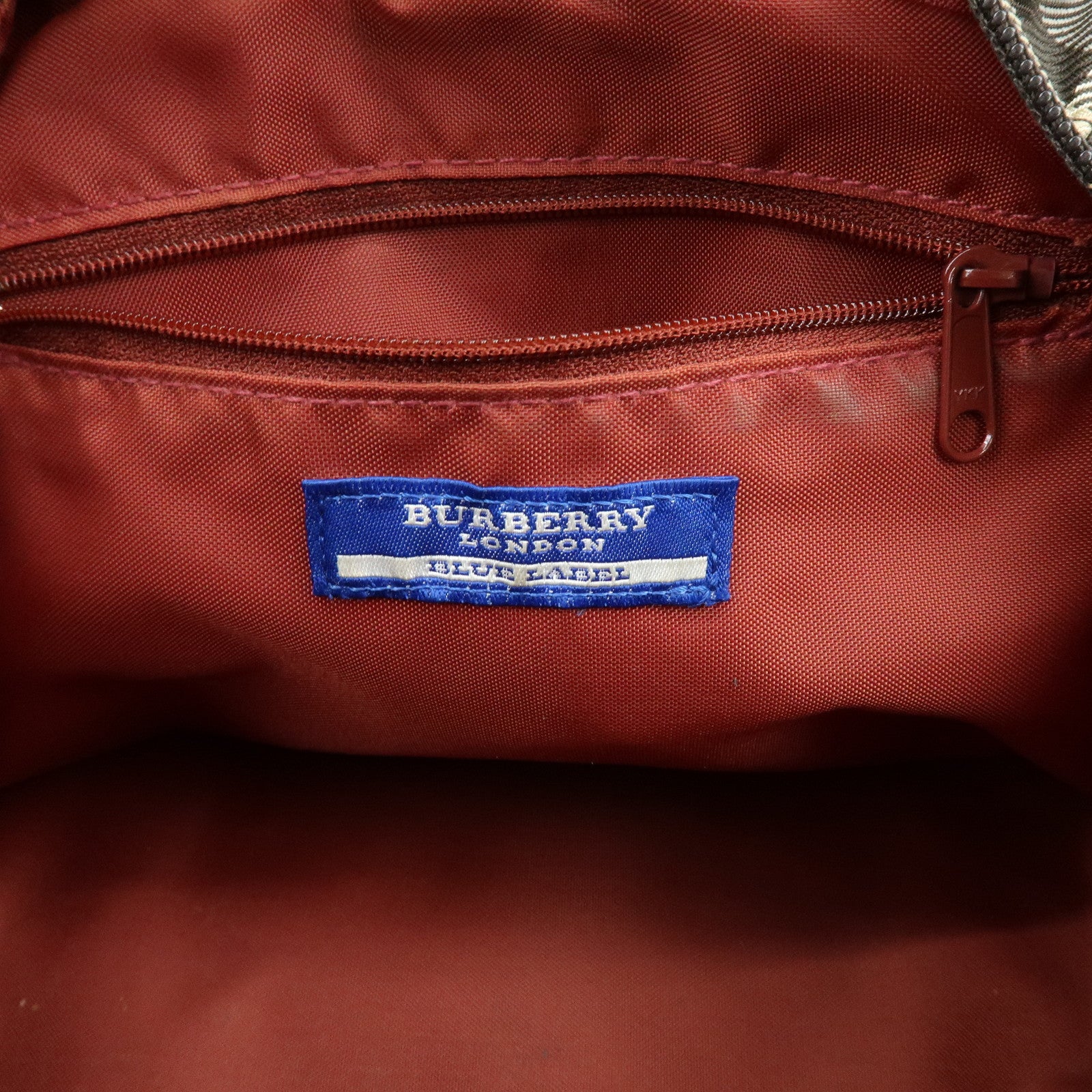 BURBERRY Blue Label Nylon Leather Tote Bag Hand Bag Brown