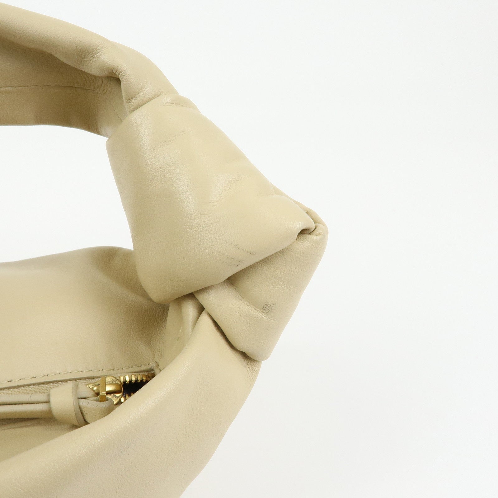 BOTTEGA VENETA Double Knot Lamb Skin Hand Bag Beige 629635