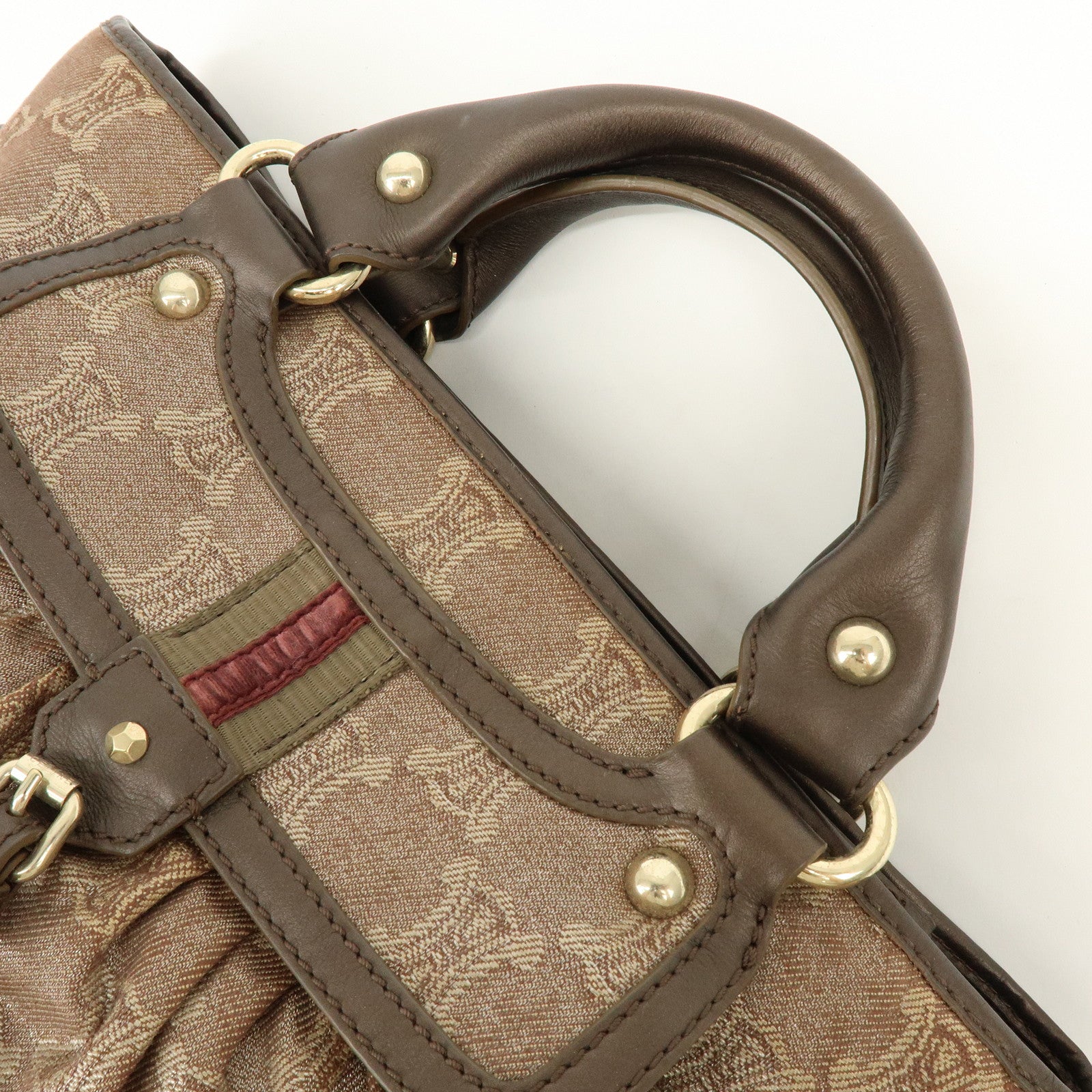 CELINE Macadam Canvas Leather Boogie Bag Hand Bag Brown