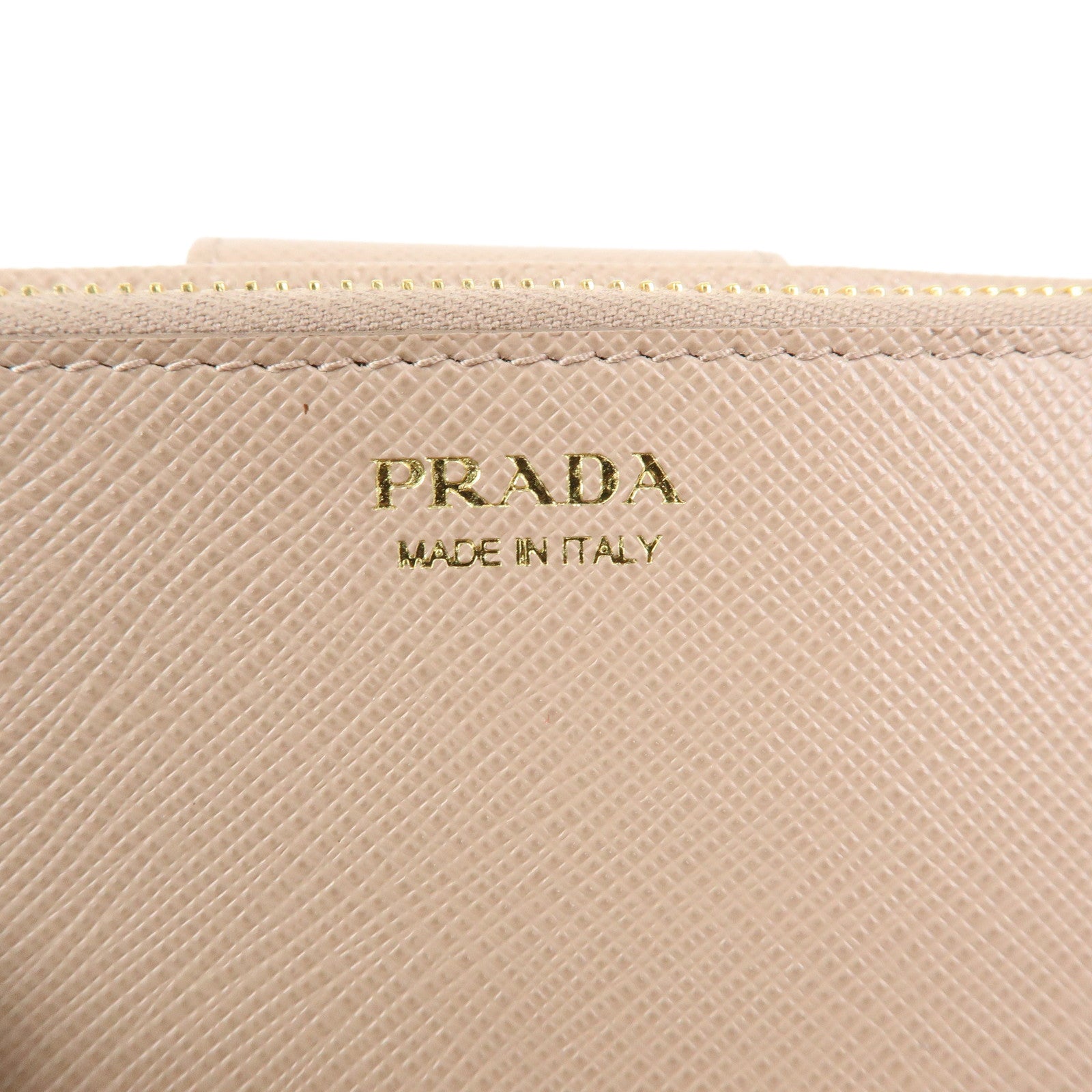 PRADA Logo Saffiano Leather Flap Long Wallet Pink Beige 1ML005